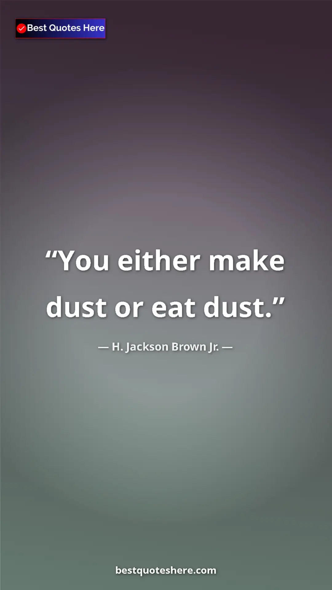 Pinterest quote poster by H. Jackson Brown Jr.: "You either make dust or eat dust."