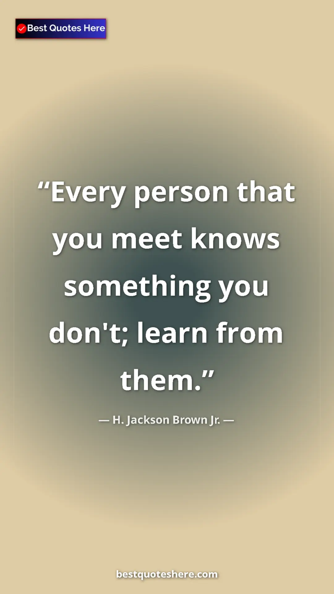 Pinterest quote poster by H. Jackson Brown Jr.: "Every person that you meet knows something you don't; learn..."