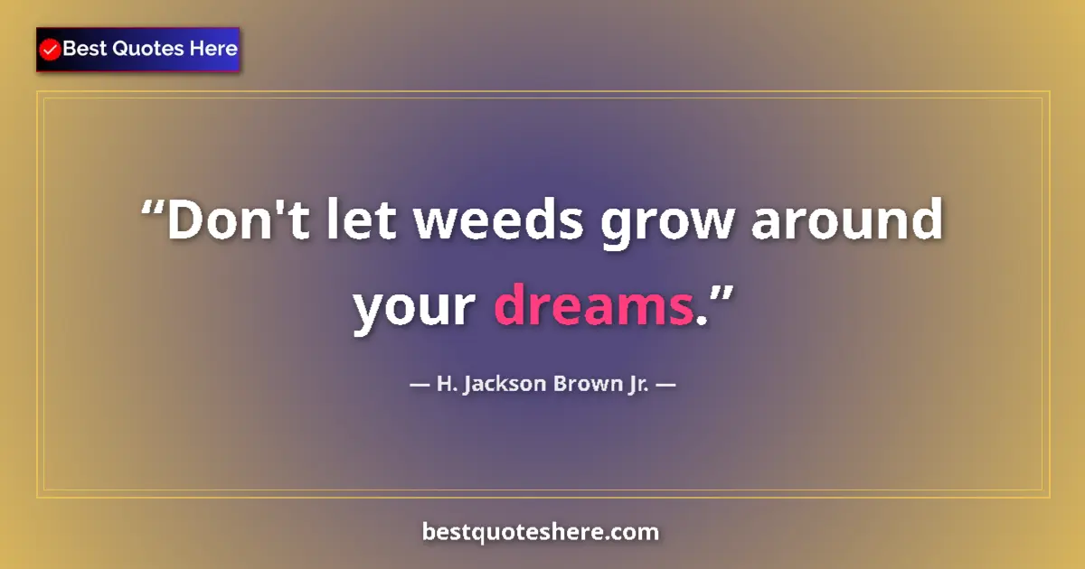Image for the quote by H Jackson Brown Jr: Don't let weeds grow around your dreams....