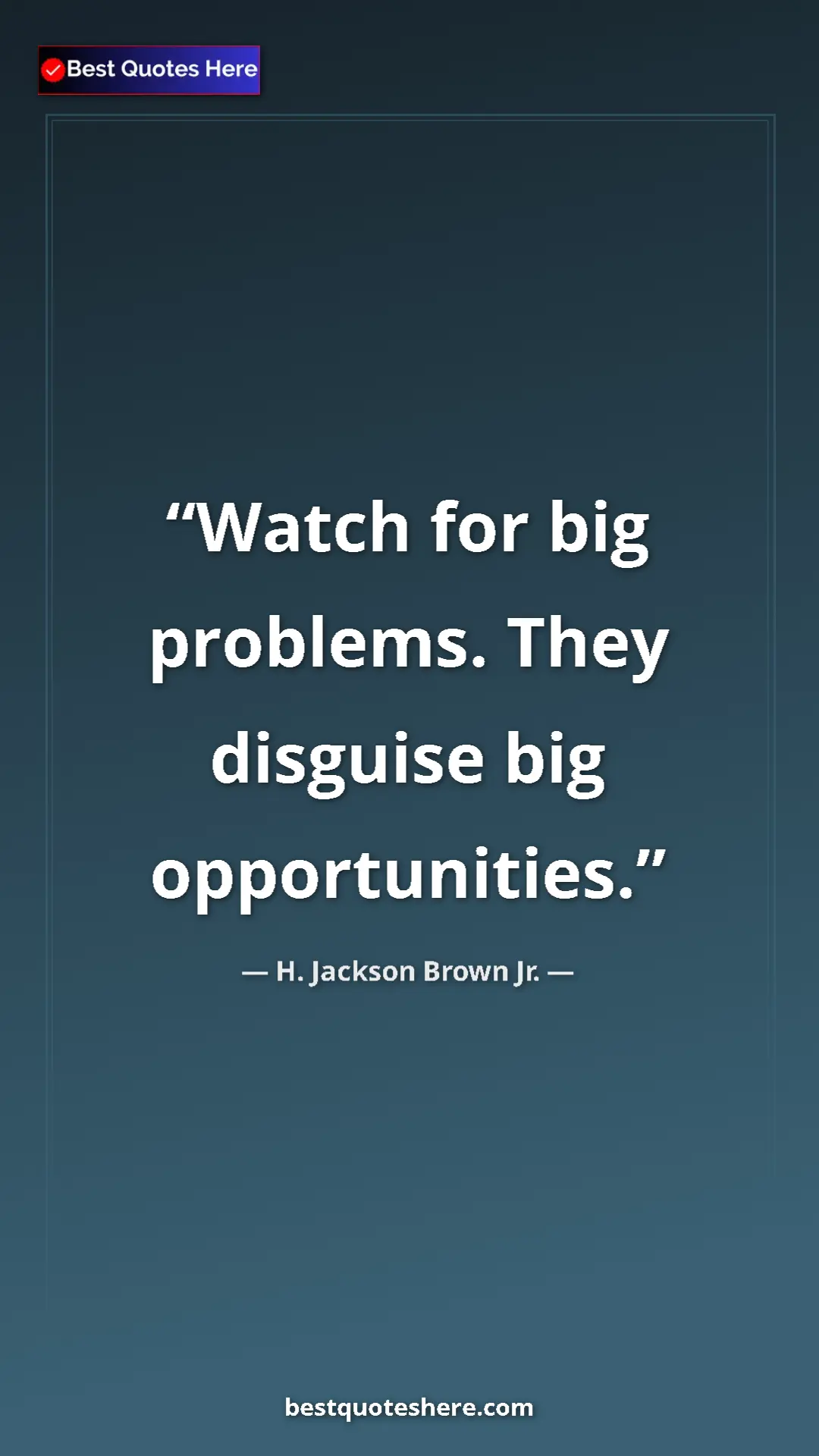 Pinterest quote poster by H. Jackson Brown Jr.: "Watch for big problems. They disguise big opportunities."