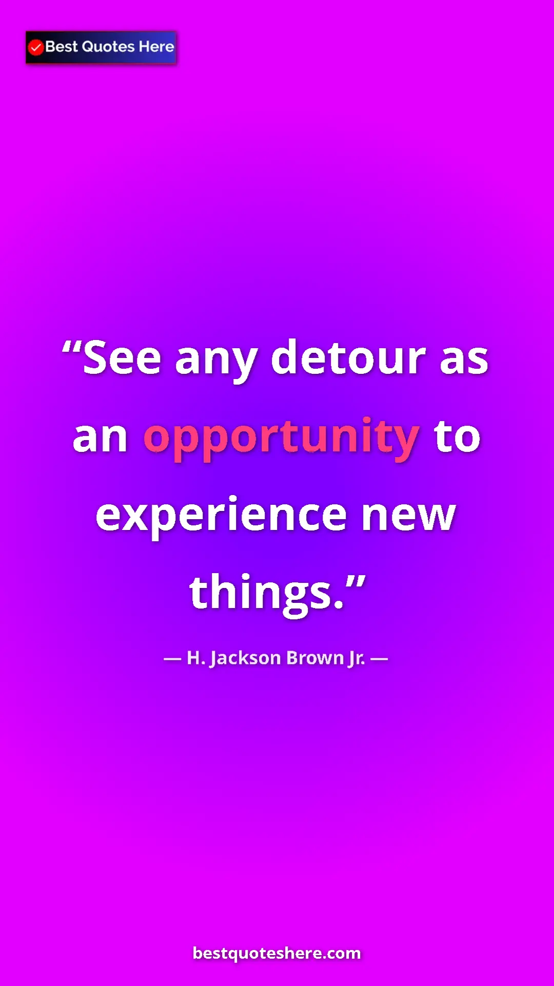 Pinterest quote poster by H. Jackson Brown Jr.: "See any detour as an opportunity to experience new things."