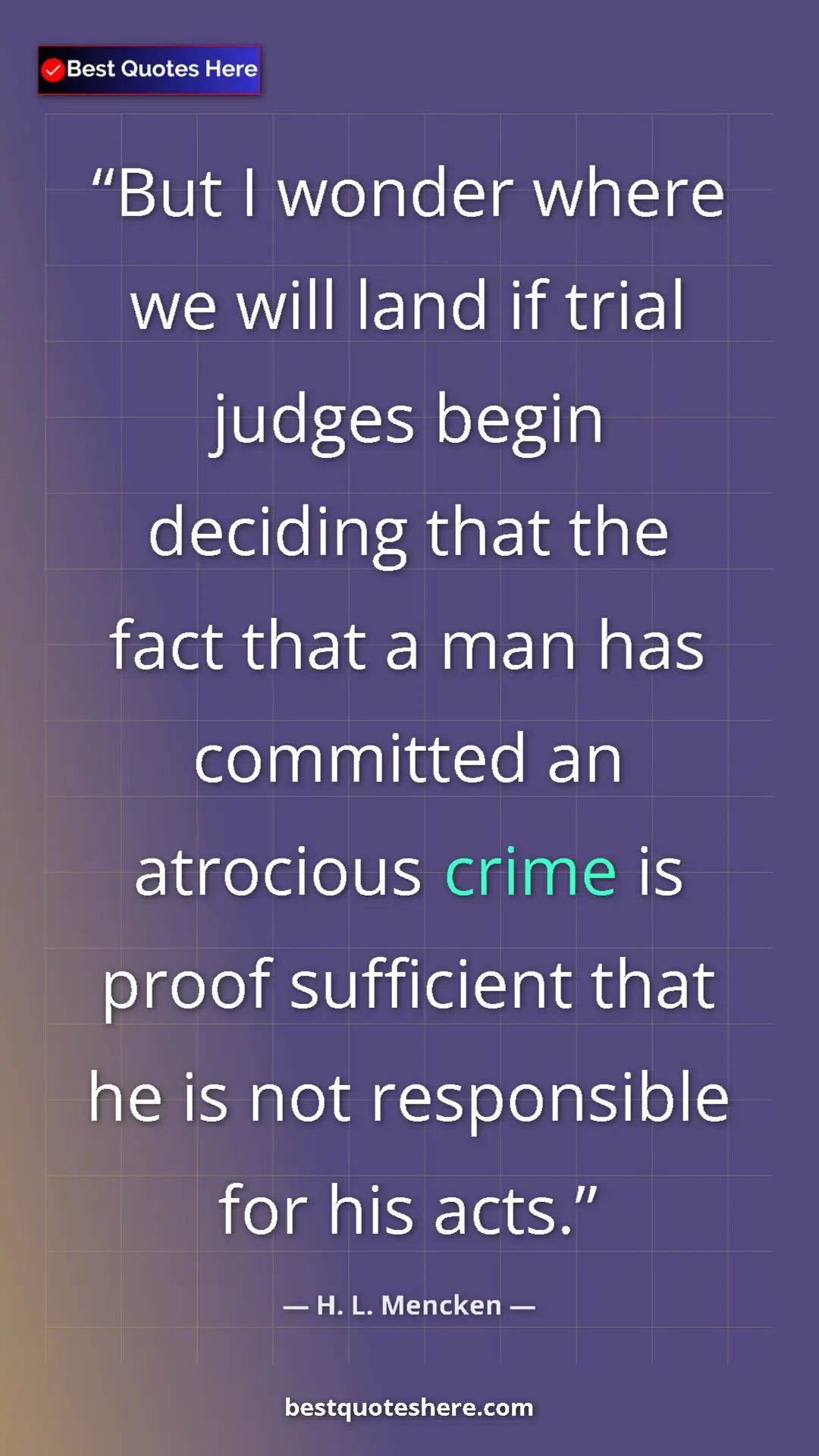 Pinterest quote poster by H. L. Mencken: "But I wonder where we will land if trial judges begin..."