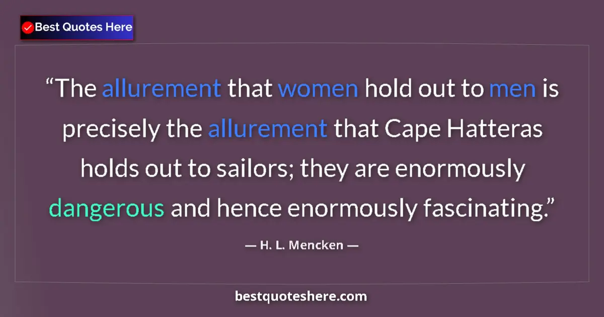 Quote by H. L. Mencken: The allurement that women hold out to men is precisely the allurement that Cape Hatteras holds out t...