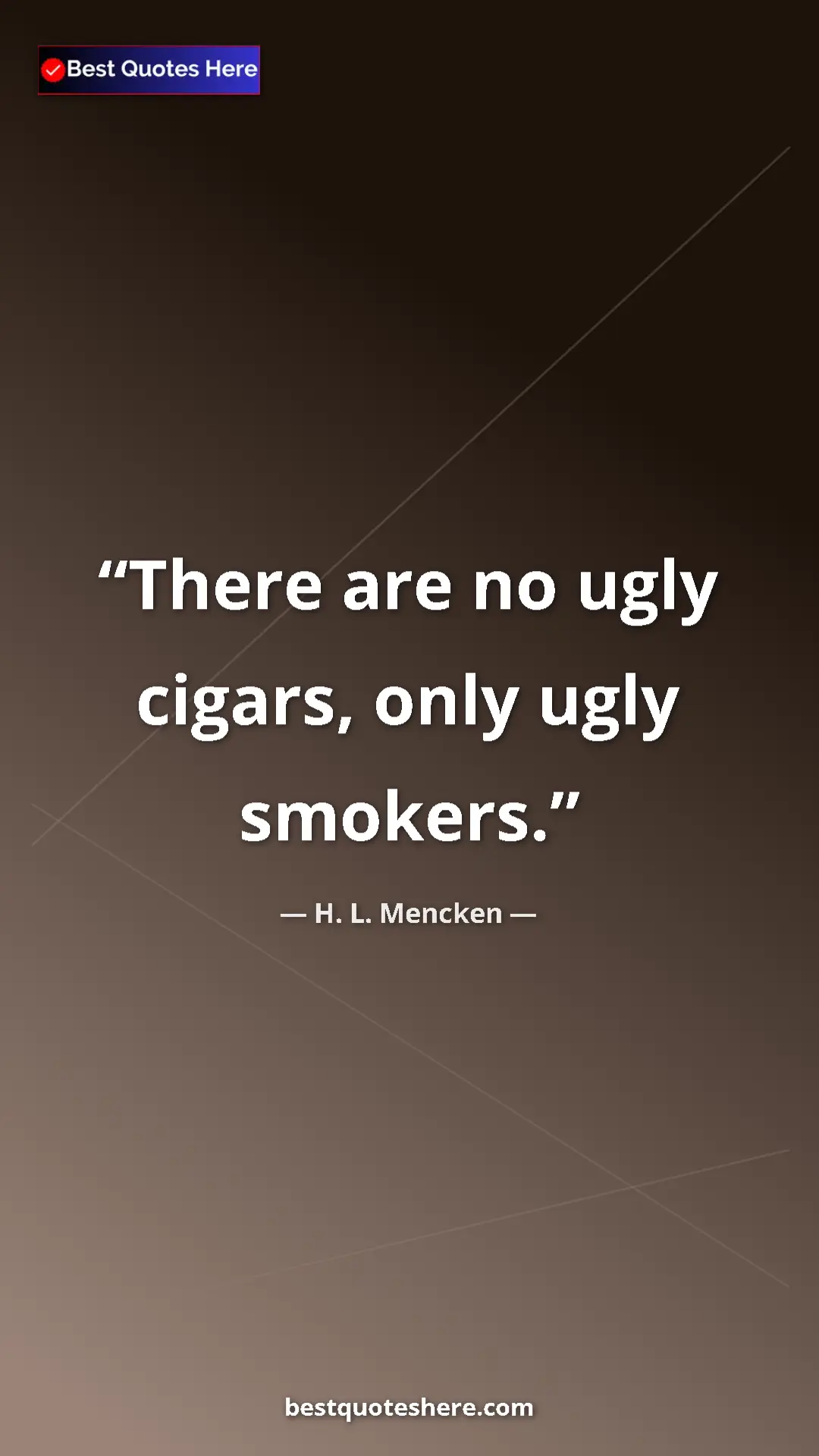 Pinterest quote poster by H. L. Mencken: "There are no ugly cigars, only ugly smokers."