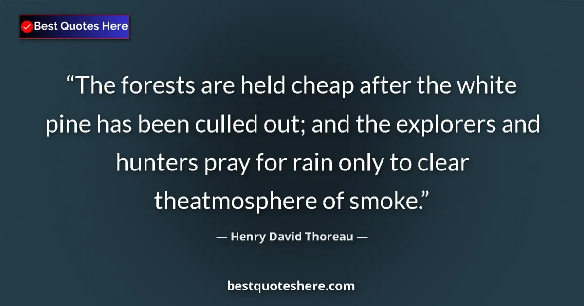 Quote by Henry David Thoreau: The forests are held cheap after the white pine has been culled out; and the explorers and hunters p...