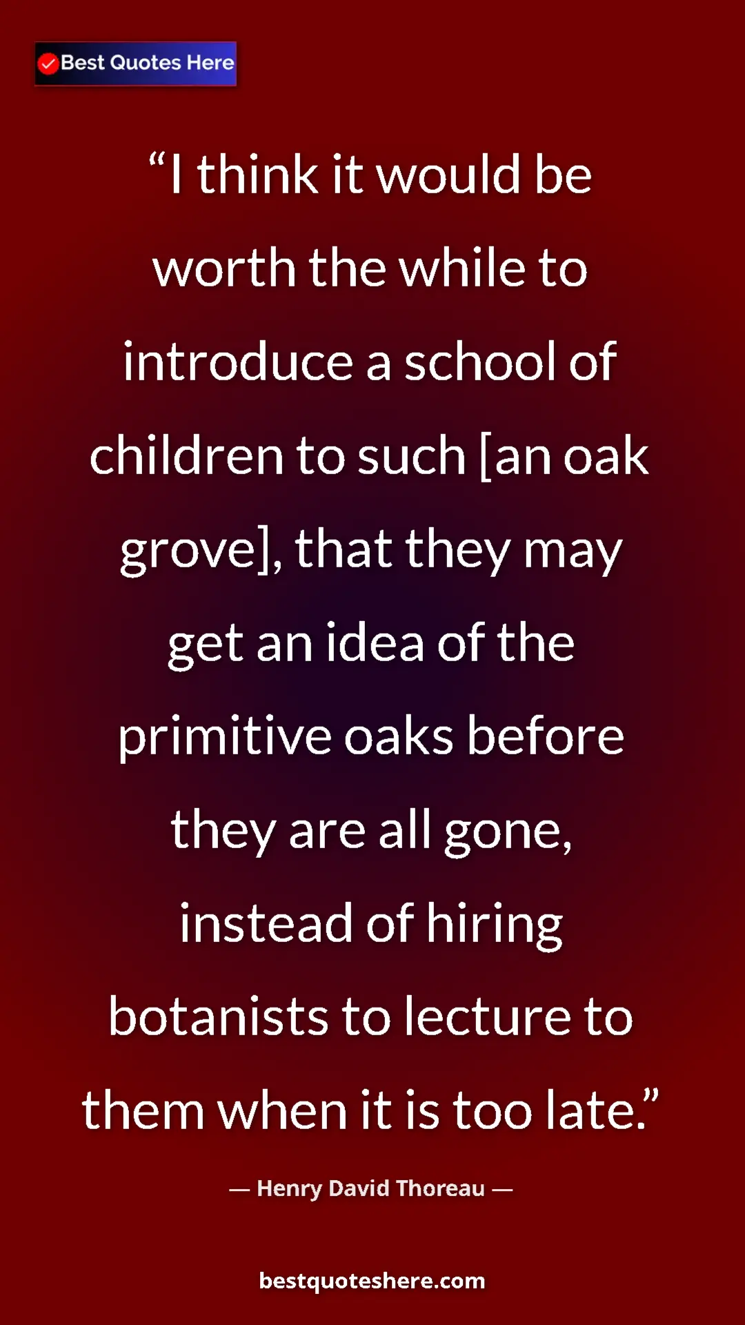 Pinterest quote poster by Henry David Thoreau: "I think it would be worth the while to introduce a school..."