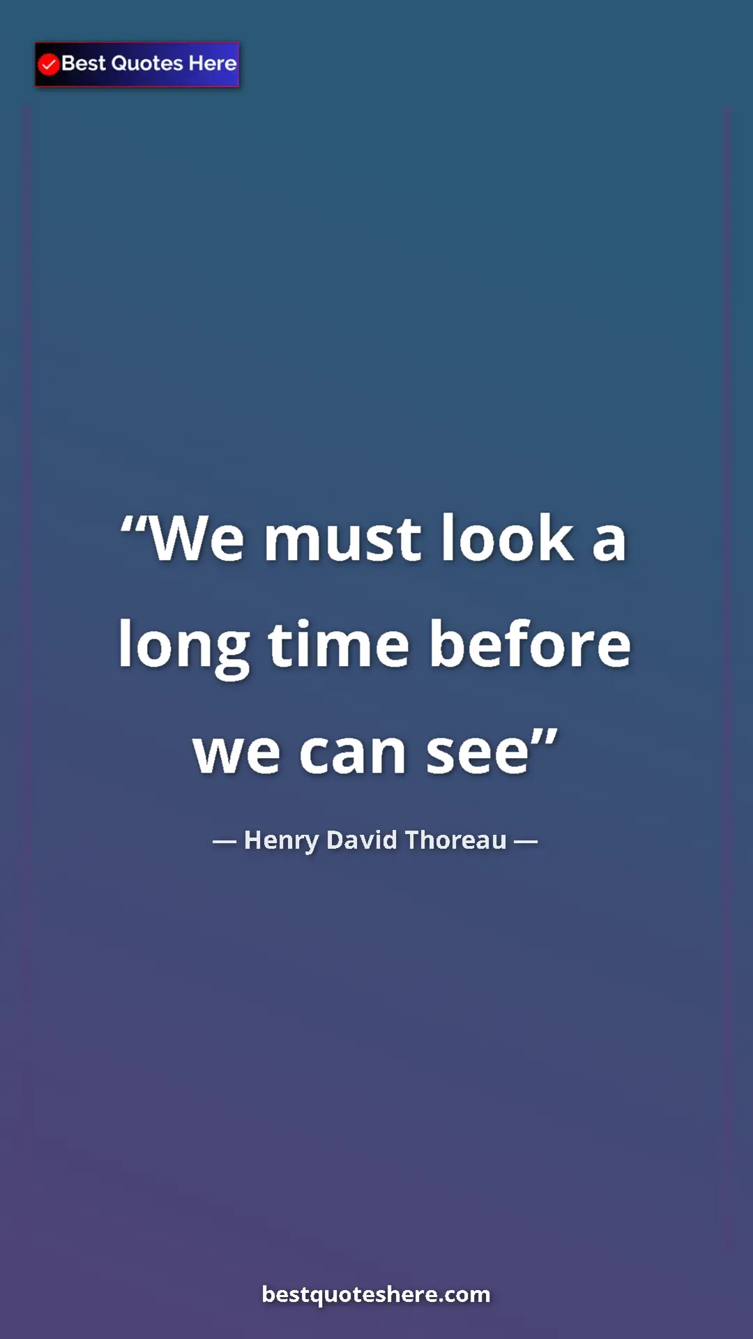 Pinterest quote poster by Henry David Thoreau: "We must look a long time before we can see"