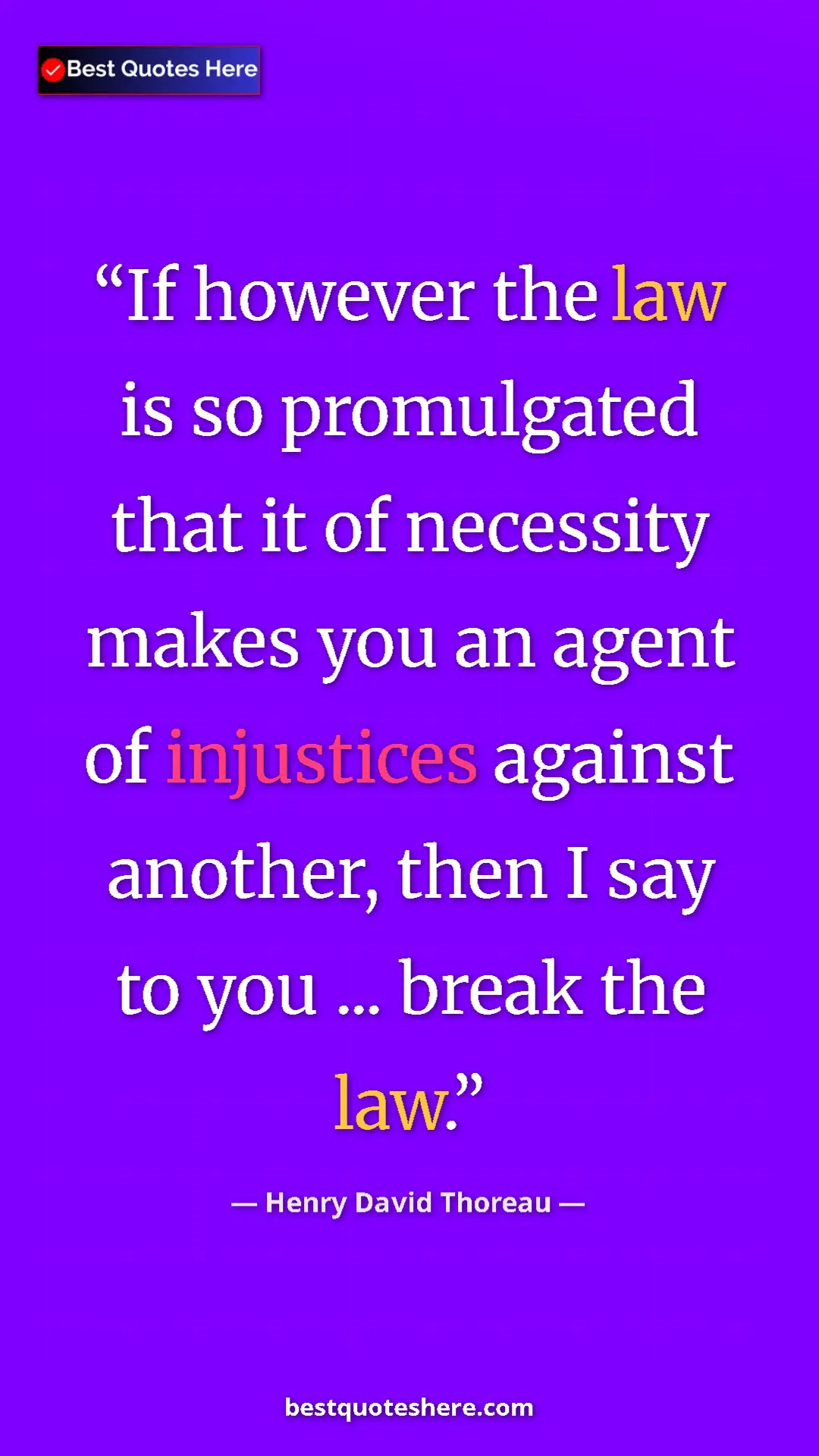 Henry David Thoreau Quote Card: "If however the law is so promulgated that it of necessity..." Pinterest quote poster by Henry David Thoreau: "If however the law is so promulgated that it of necessity..."
