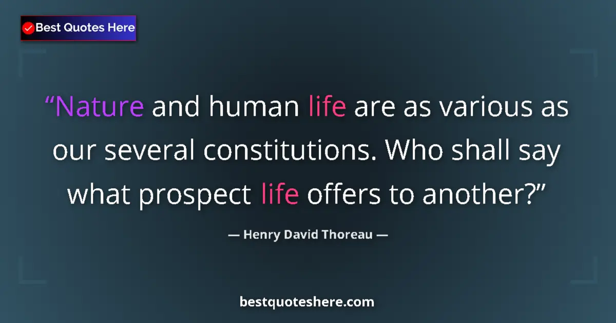 Quote by Henry David Thoreau: Nature and human life are as various as our severa