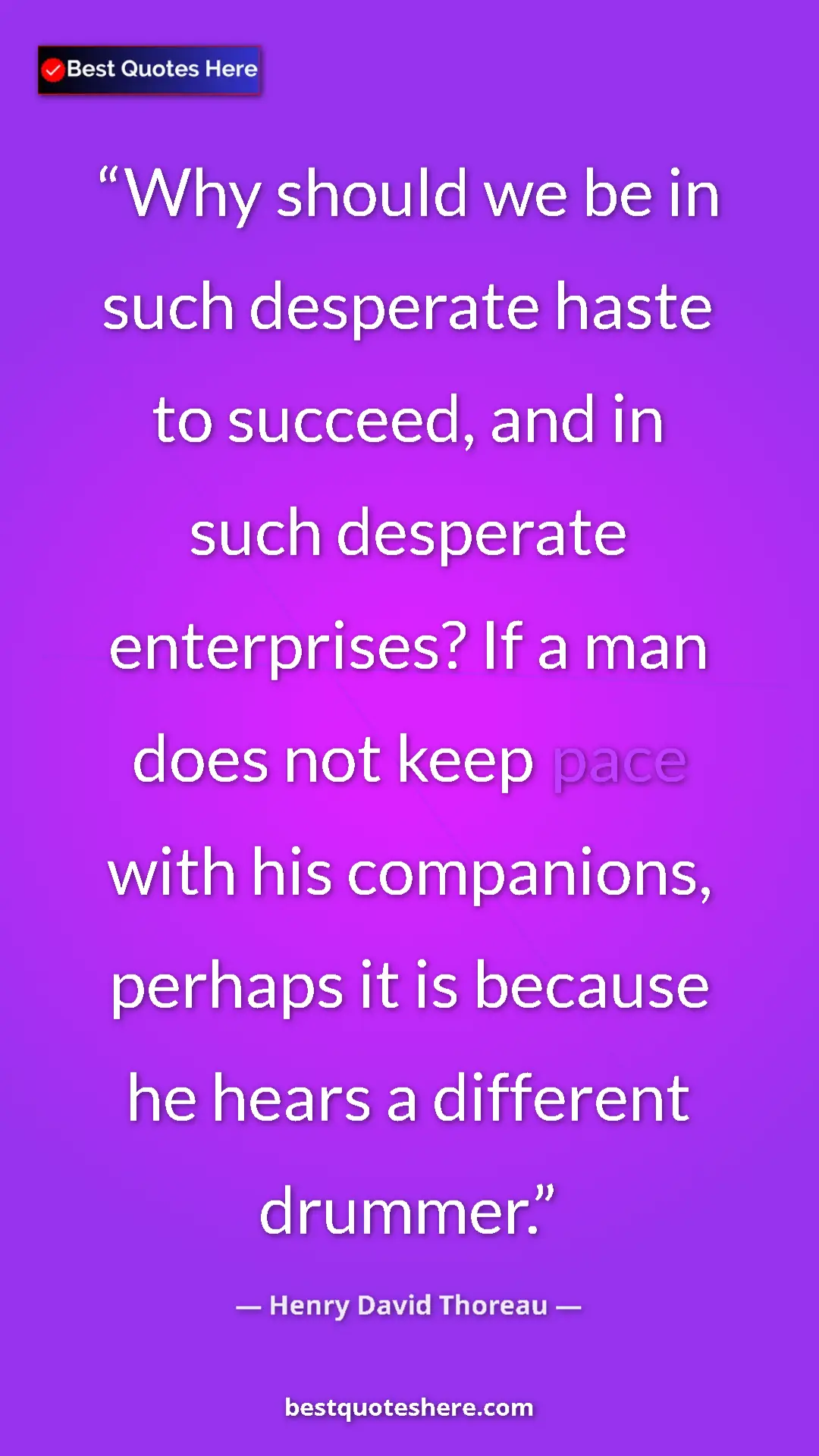 Henry David Thoreau Quote Card: "Why should we be in such desperate haste to succeed, and in..." Pinterest quote poster by Henry David Thoreau: "Why should we be in such desperate haste to succeed, and in..."