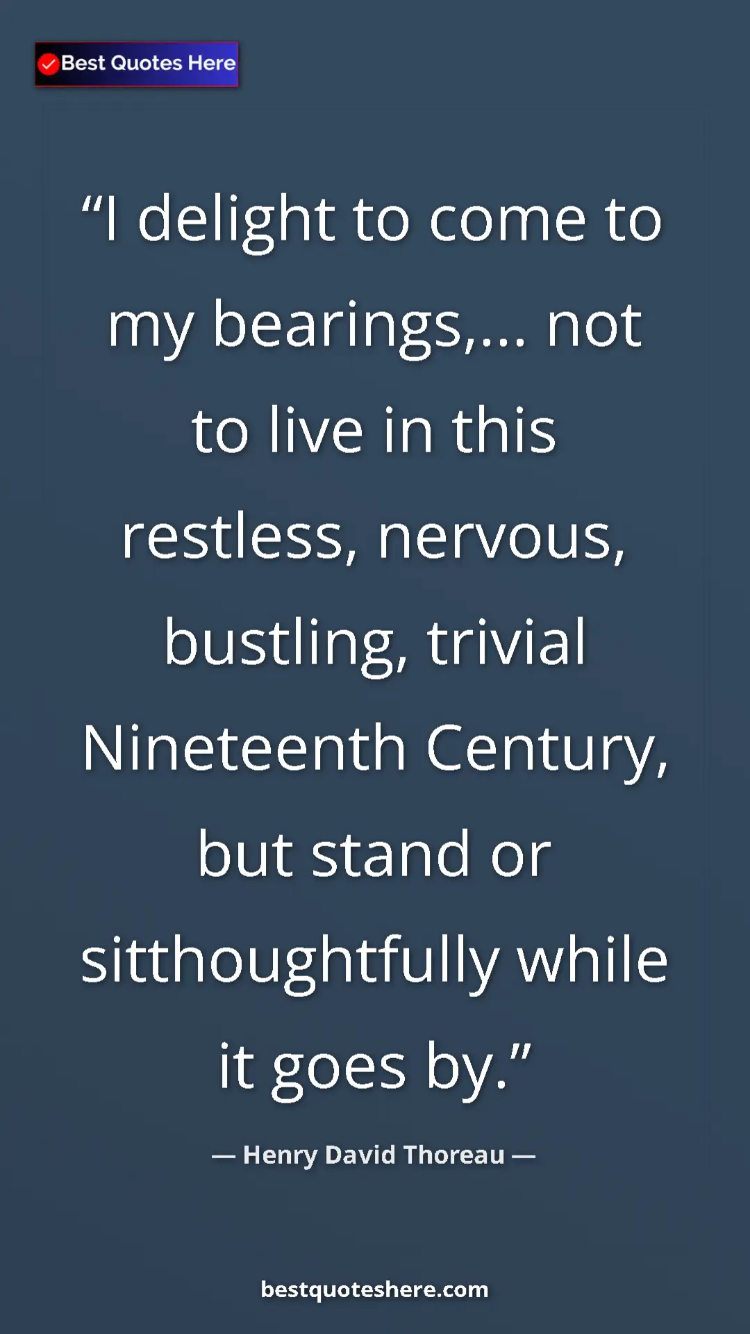 Henry David Thoreau Quote Card: "I delight to come to my bearings,... not to live in this..." Pinterest quote poster by Henry David Thoreau: "I delight to come to my bearings,... not to live in this..."