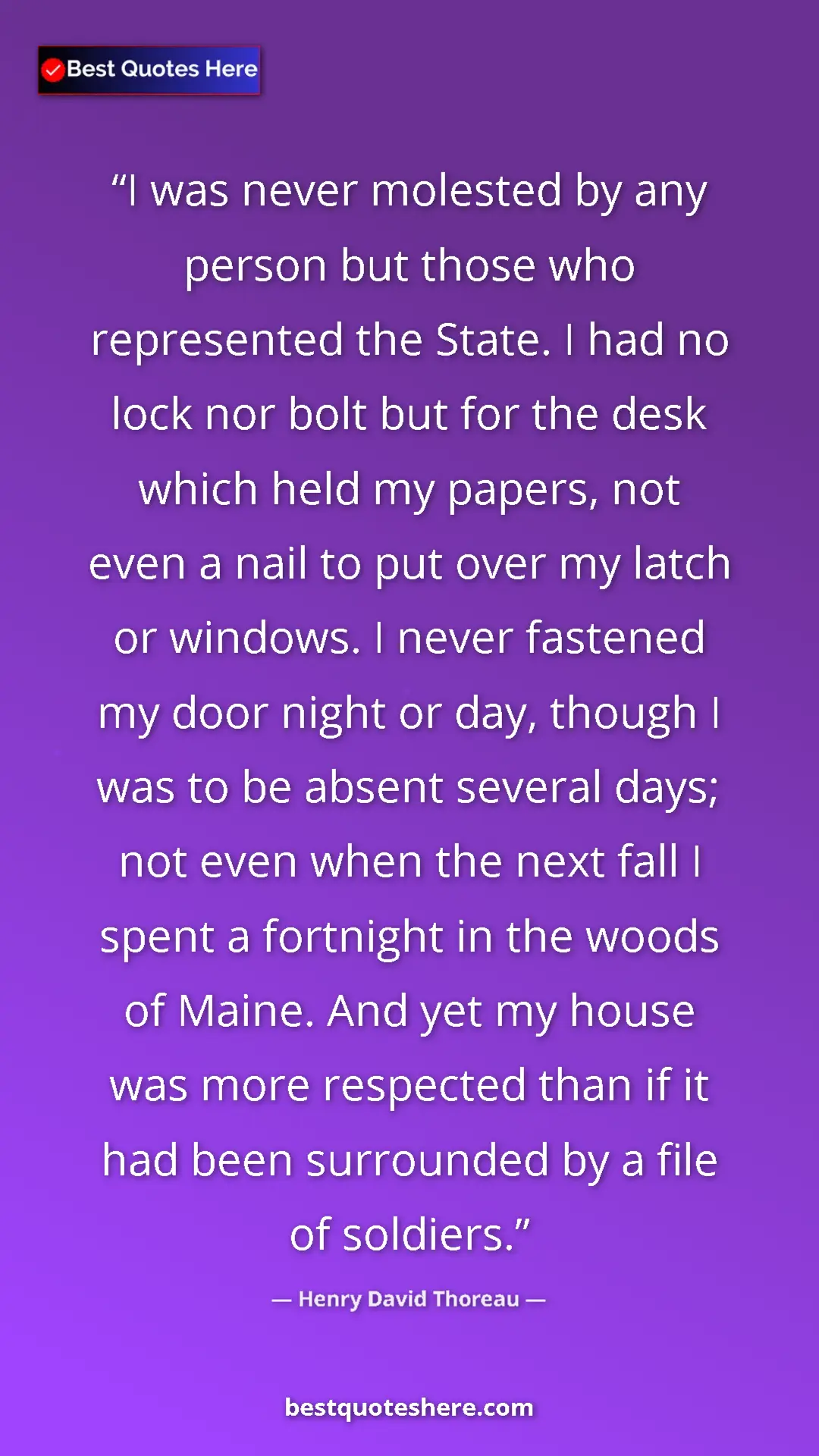 Henry David Thoreau Quote Card: "I was never molested by any person but those who..." Pinterest quote poster by Henry David Thoreau: "I was never molested by any person but those who..."