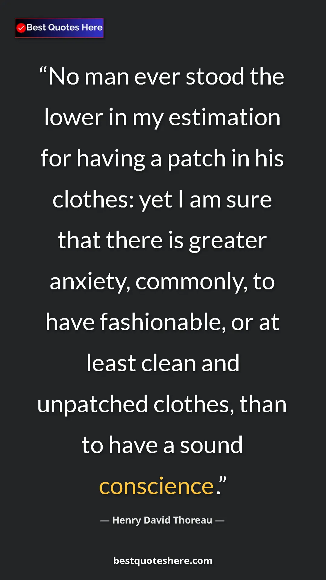 Pinterest quote poster by Henry David Thoreau: "No man ever stood the lower in my estimation for having a..."