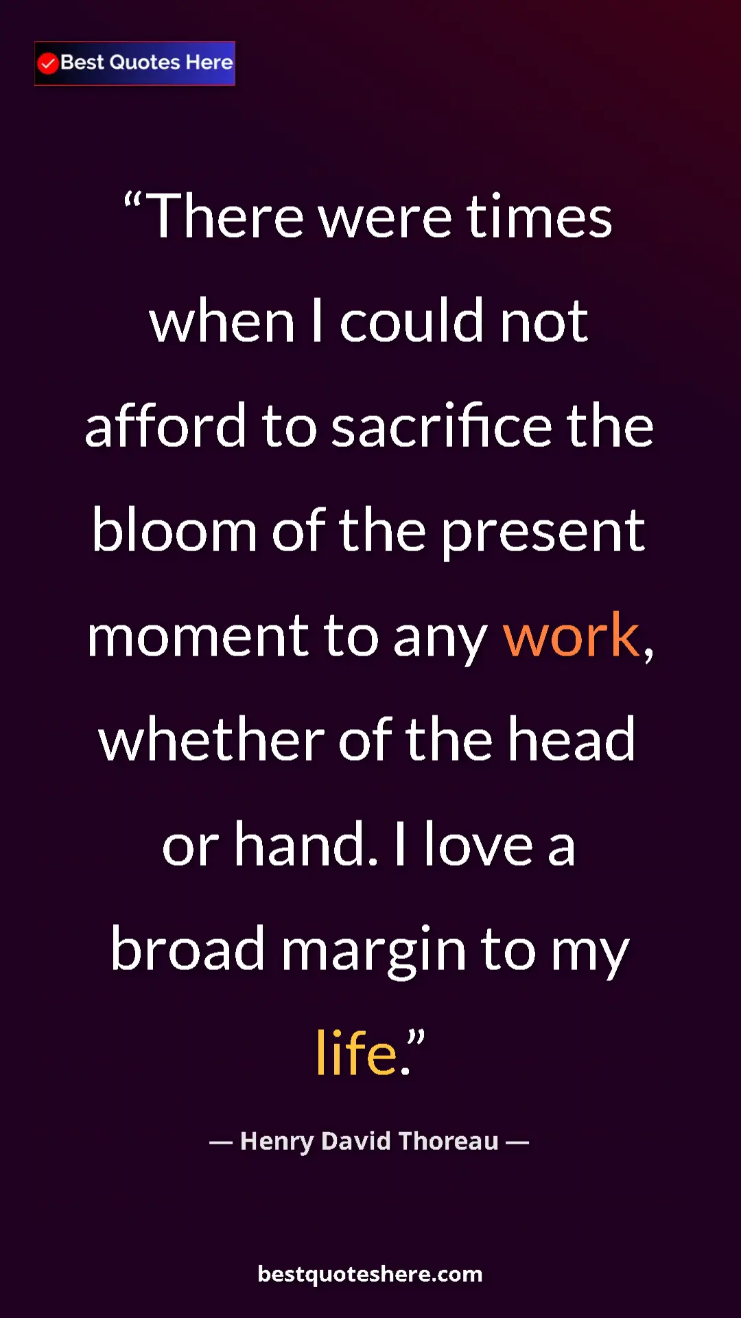Henry David Thoreau Quote Card: "There were times when I could not afford to sacrifice the..." Pinterest quote poster by Henry David Thoreau: "There were times when I could not afford to sacrifice the..."