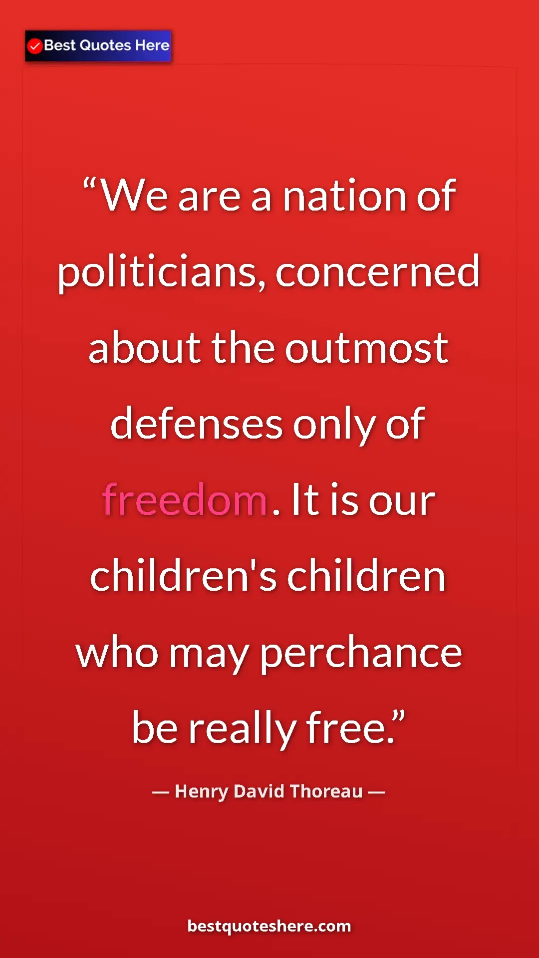 Pinterest quote poster by Henry David Thoreau: "We are a nation of politicians, concerned about the outmost..."