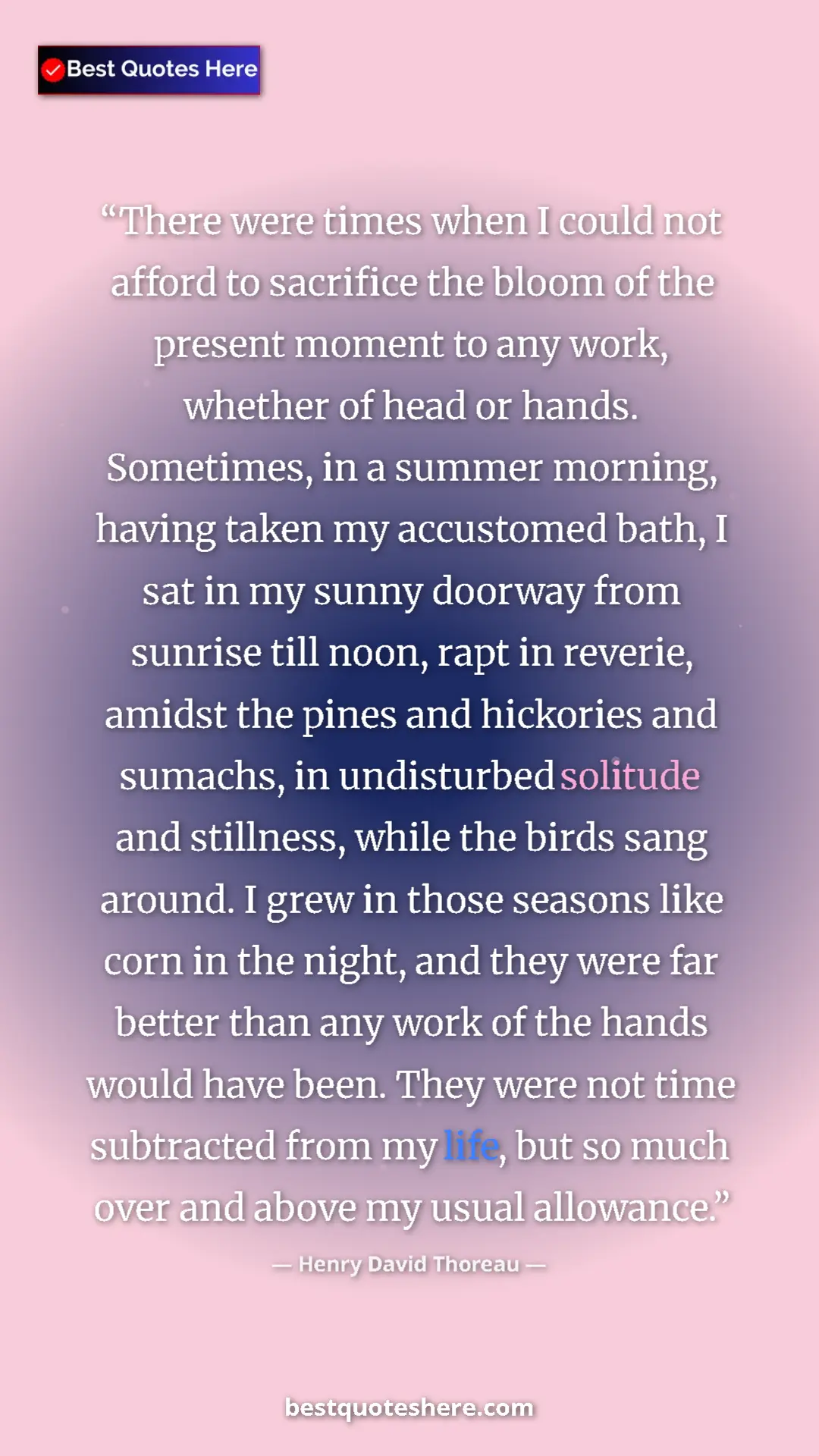Henry David Thoreau Quote Card: "There were times when I could not afford to sacrifice the..." Pinterest quote poster by Henry David Thoreau: "There were times when I could not afford to sacrifice the..."
