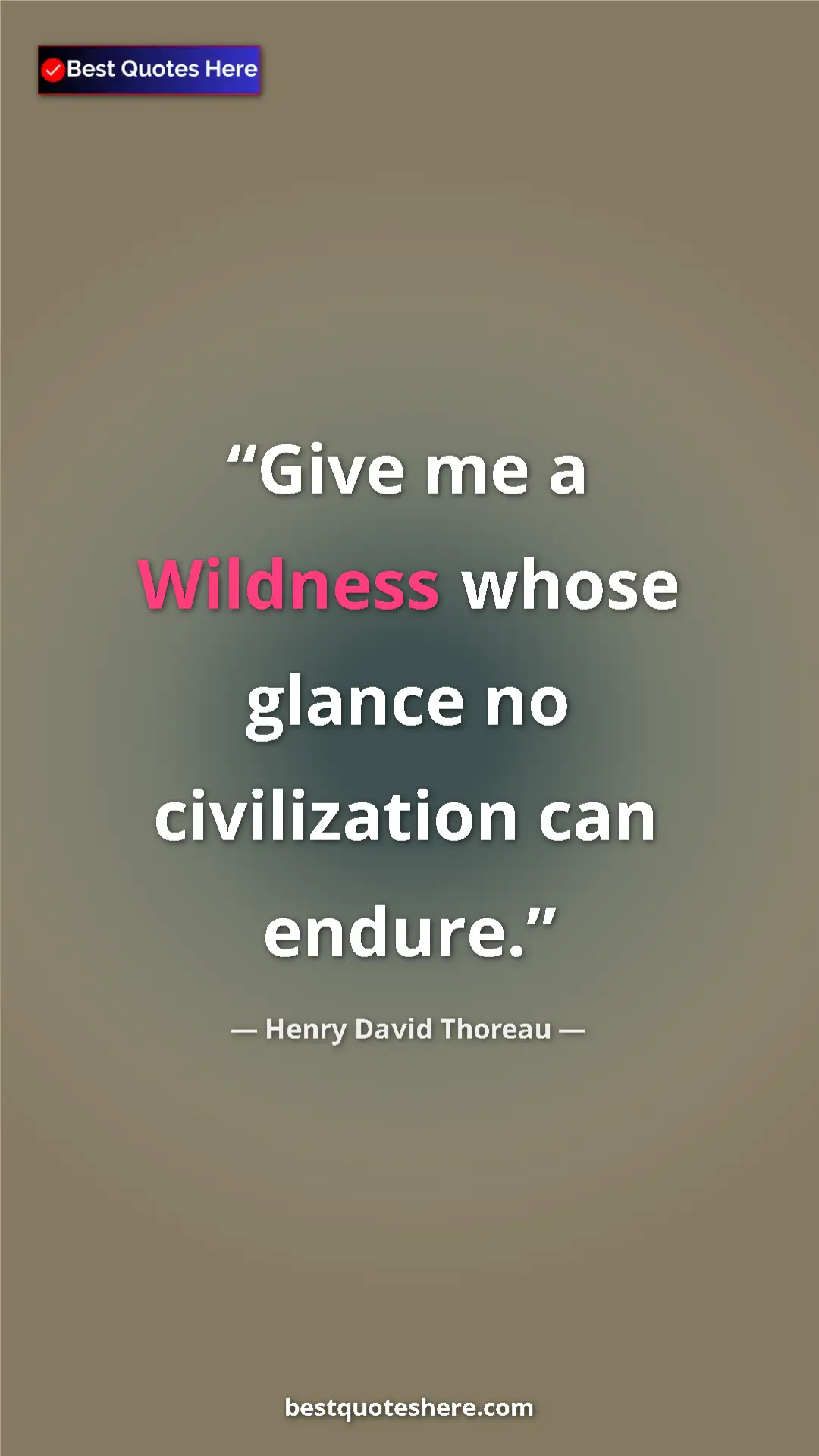 Pinterest quote poster by Henry David Thoreau: "Give me a Wildness whose glance no civilization can endure."