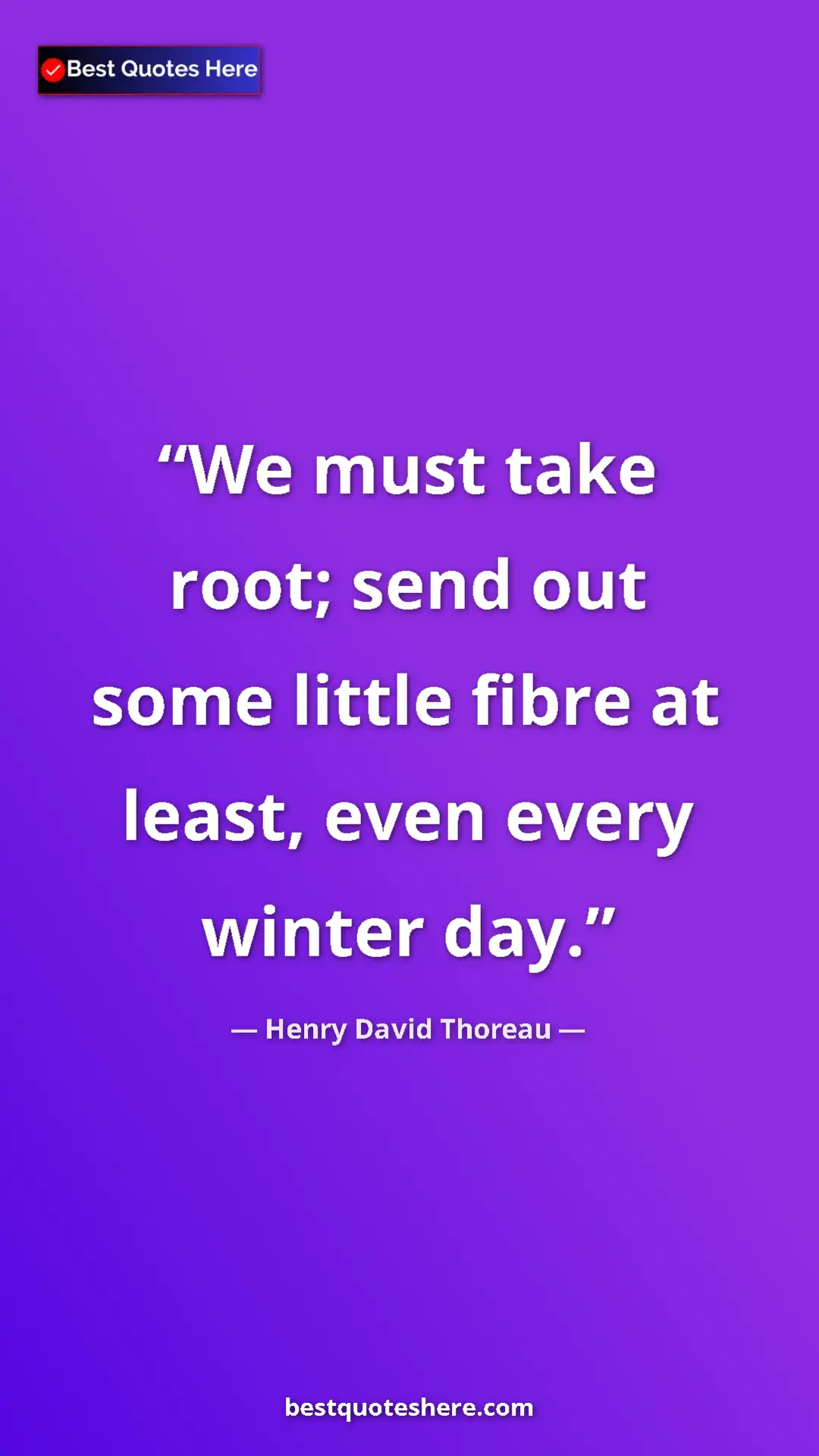 Henry David Thoreau Quote Card: "We must take root; send out some little fibre at least,..." Pinterest quote poster by Henry David Thoreau: "We must take root; send out some little fibre at least,..."