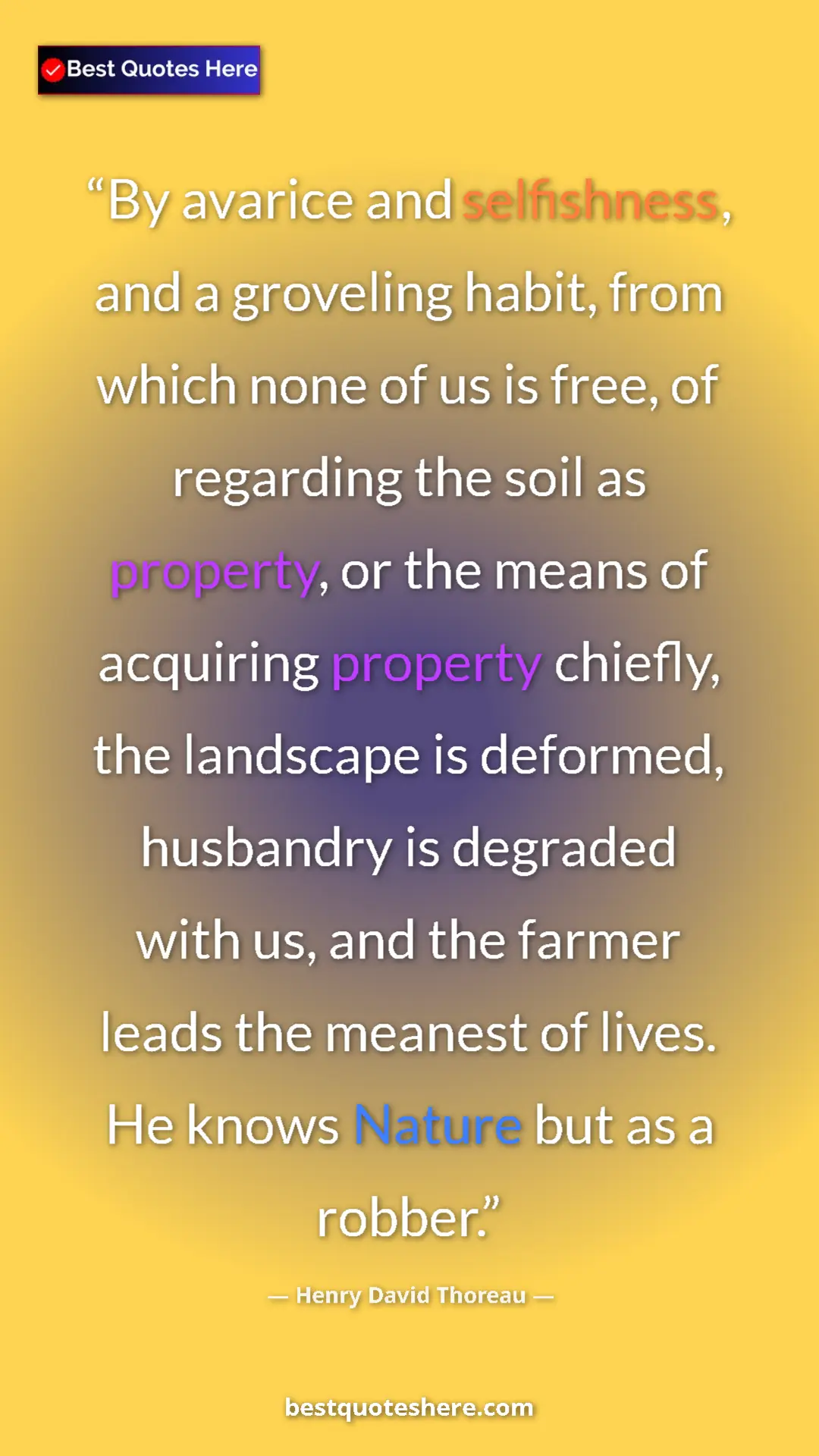 Henry David Thoreau Quote Card: "By avarice and selfishness, and a groveling habit, from..." Pinterest quote poster by Henry David Thoreau: "By avarice and selfishness, and a groveling habit, from..."