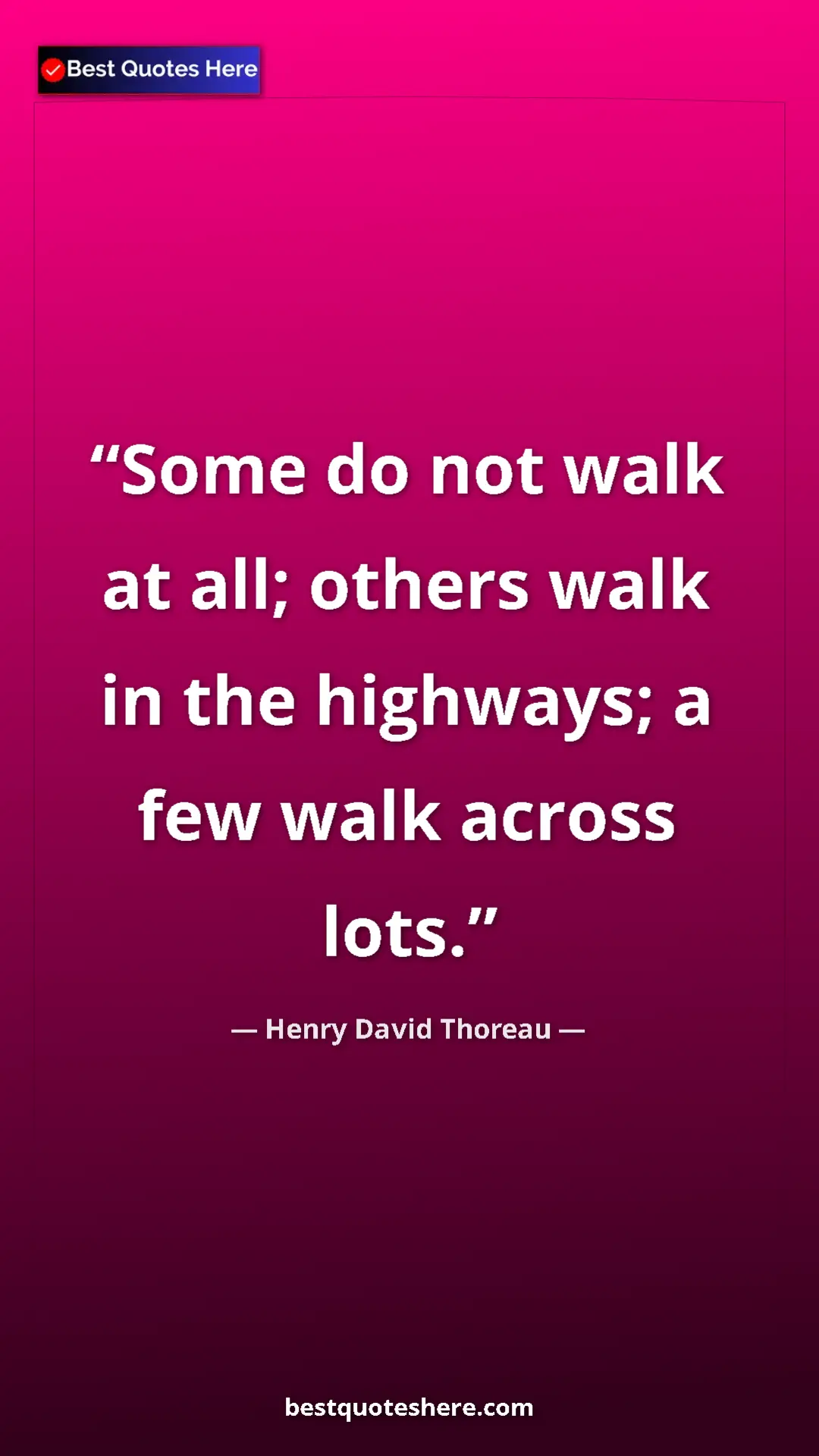 Pinterest quote poster by Henry David Thoreau: "Some do not walk at all; others walk in the highways; a few..."