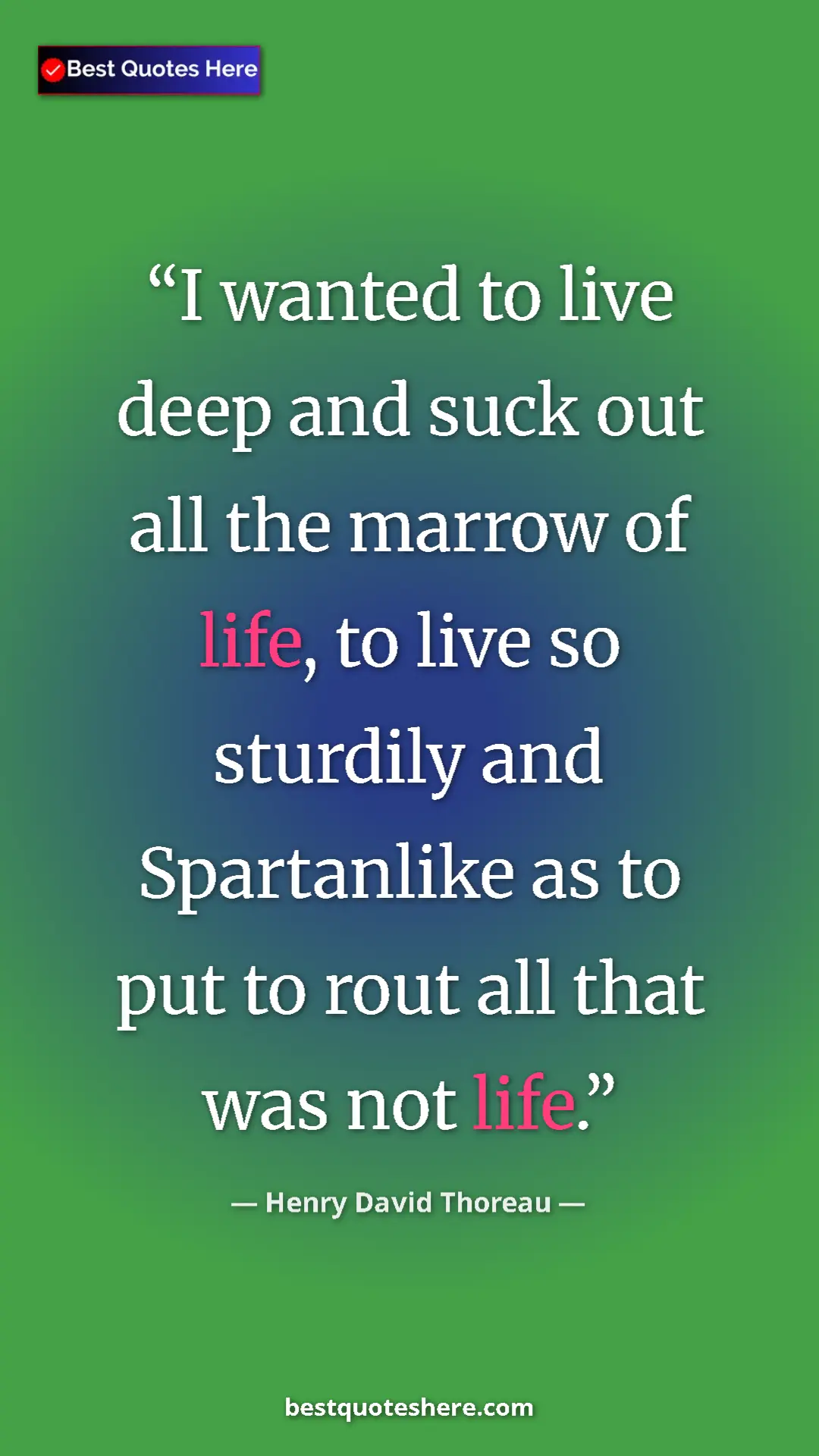Henry David Thoreau Quote Card: "I wanted to live deep and suck out all the marrow of life,..." Pinterest quote poster by Henry David Thoreau: "I wanted to live deep and suck out all the marrow of life,..."