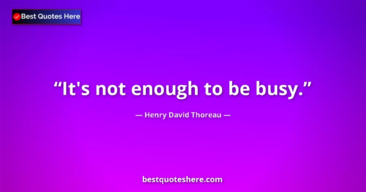 Henry David Thoreau Quote: "It's not enough to be busy." Henry David Thoreau quote: "It's not enough to be busy."