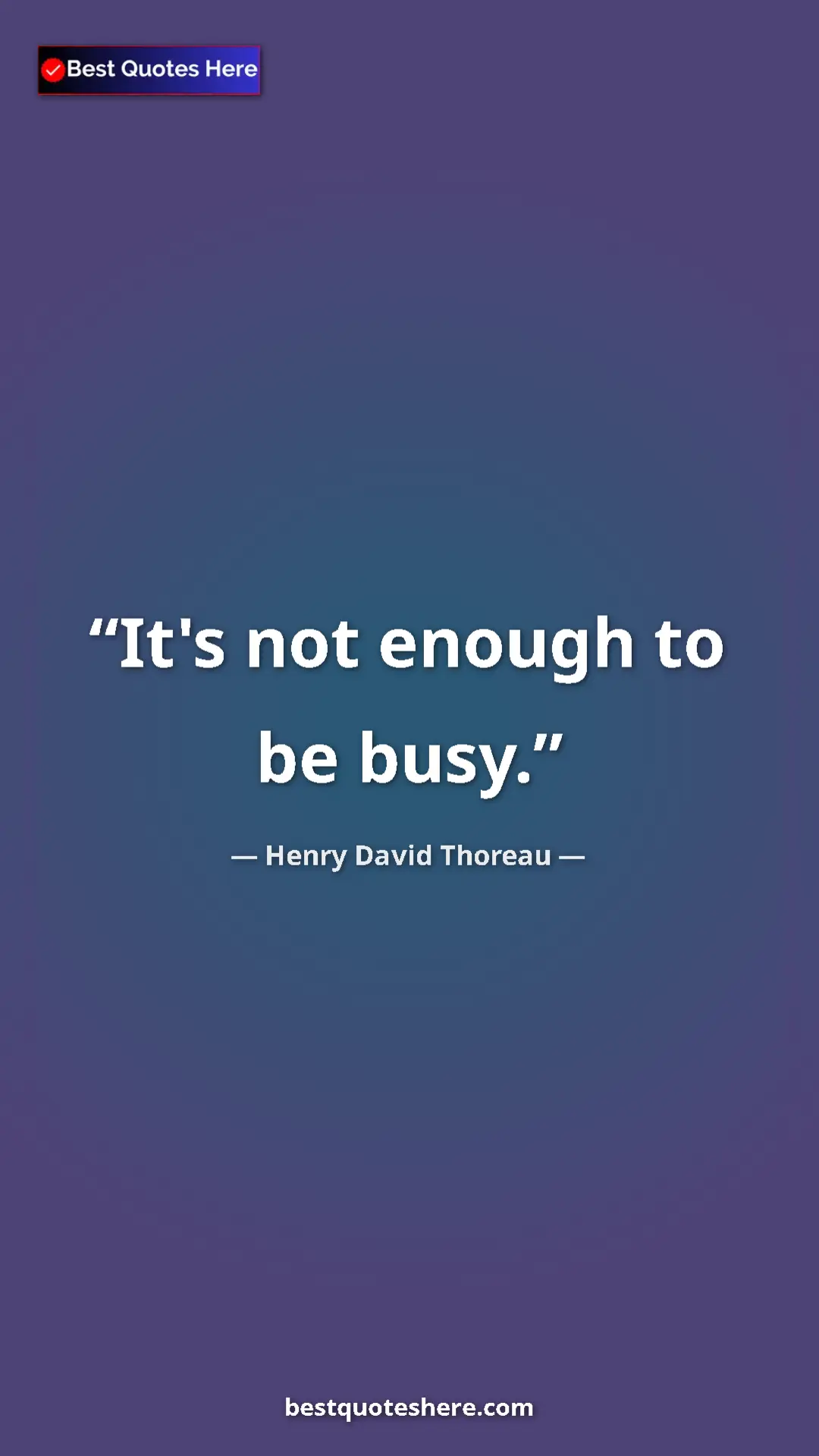 Henry David Thoreau Quote Card: "It's not enough to be busy." Pinterest quote poster by Henry David Thoreau: "It's not enough to be busy."