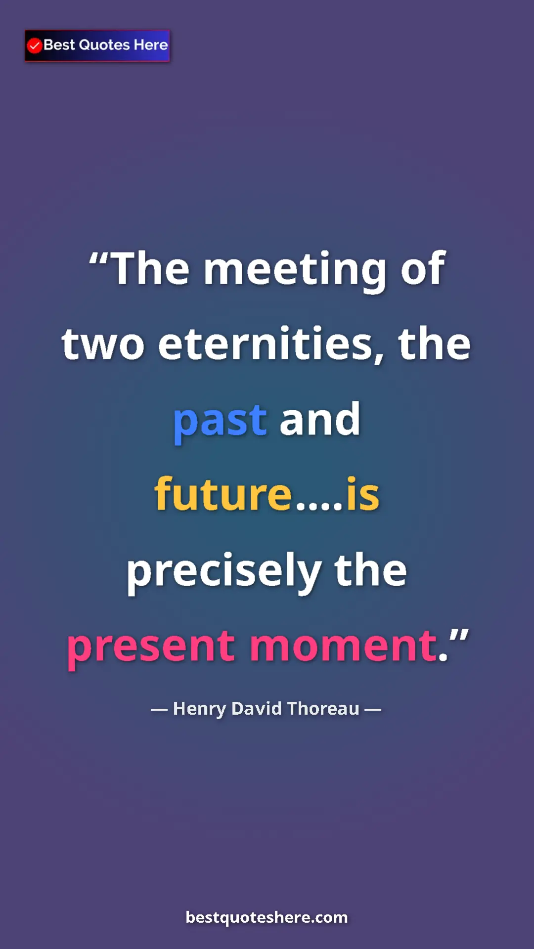 Pinterest quote poster by Henry David Thoreau: "The meeting of two eternities, the past and future....is..."