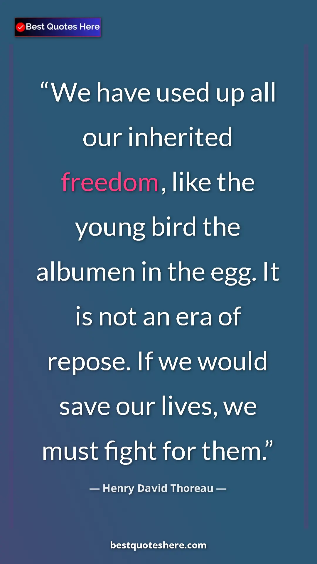 Henry David Thoreau Quote Card: "We have used up all our inherited freedom, like the young..." Pinterest quote poster by Henry David Thoreau: "We have used up all our inherited freedom, like the young..."
