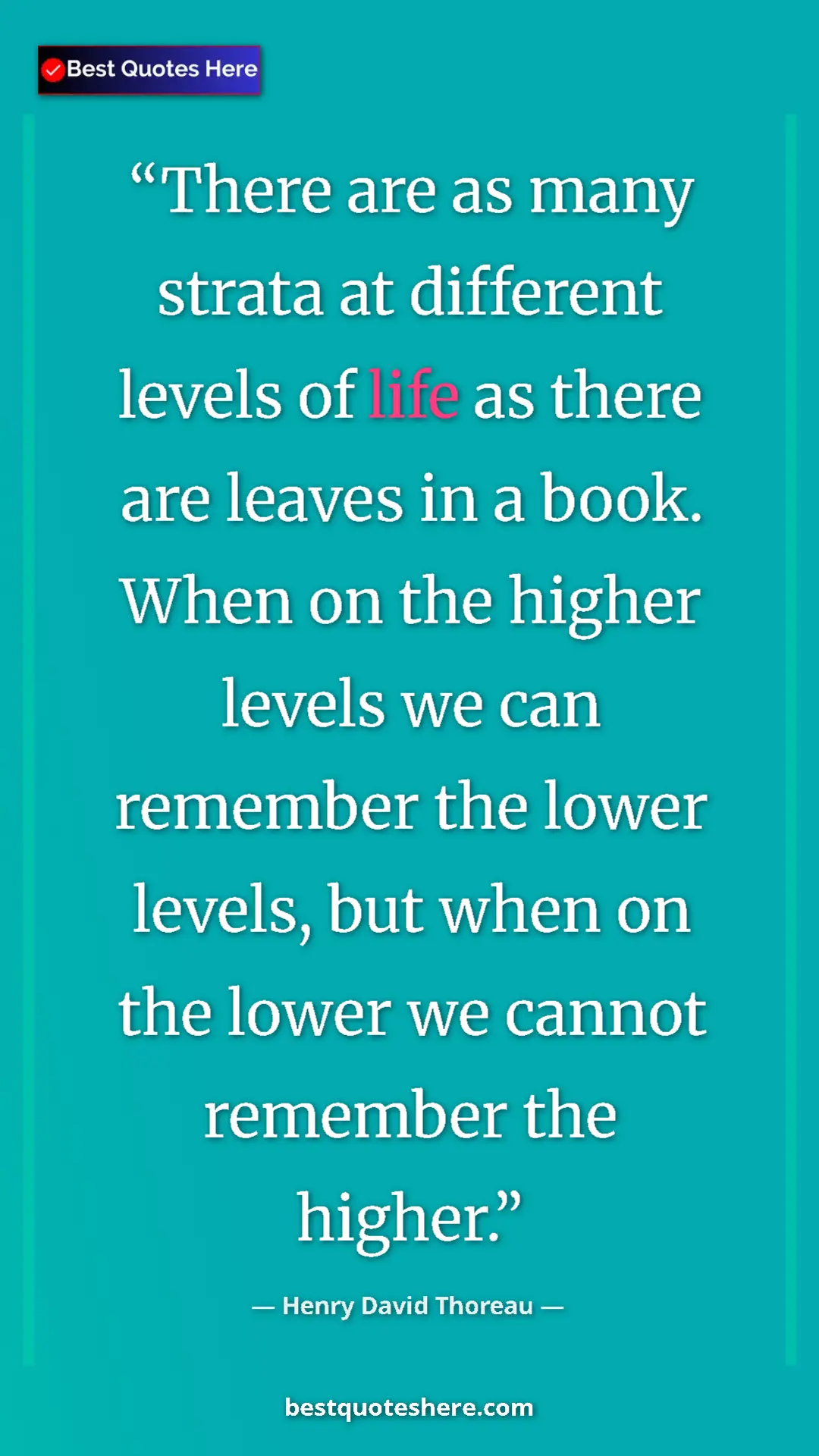 Pinterest quote poster by Henry David Thoreau: "There are as many strata at different levels of life as..."