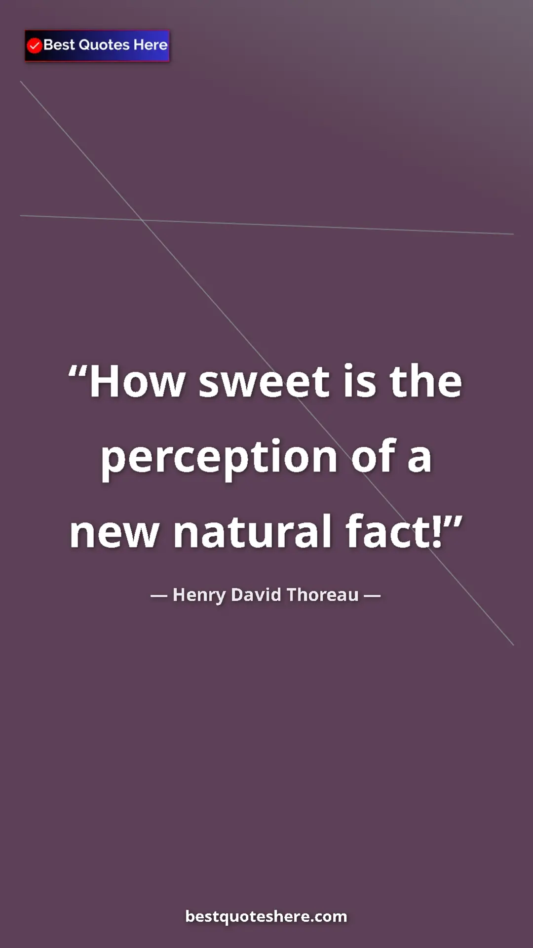 Pinterest quote poster by Henry David Thoreau: "How sweet is the perception of a new natural fact!"