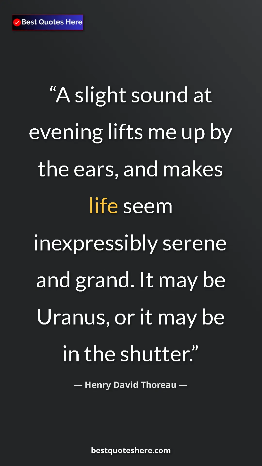 Henry David Thoreau Quote Card: "A slight sound at evening lifts me up by the ears, and..." Pinterest quote poster by Henry David Thoreau: "A slight sound at evening lifts me up by the ears, and..."
