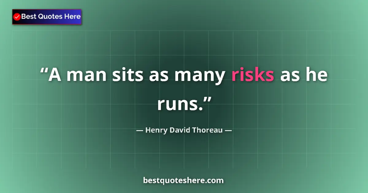 Quote by Henry David Thoreau: A man sits as many risks as he runs....