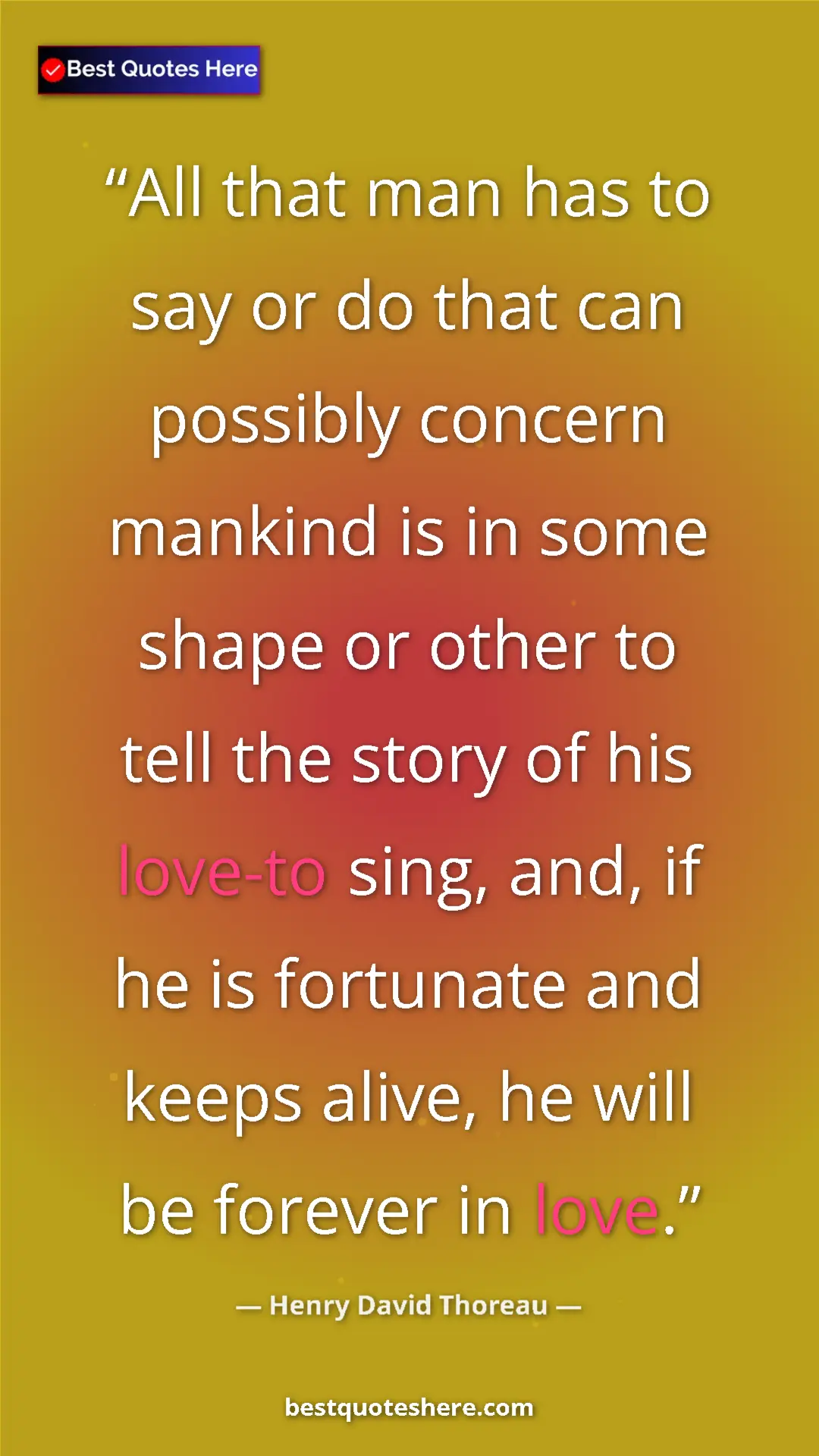 Henry David Thoreau Quote Card: "All that man has to say or do that can possibly concern..." Pinterest quote poster by Henry David Thoreau: "All that man has to say or do that can possibly concern..."