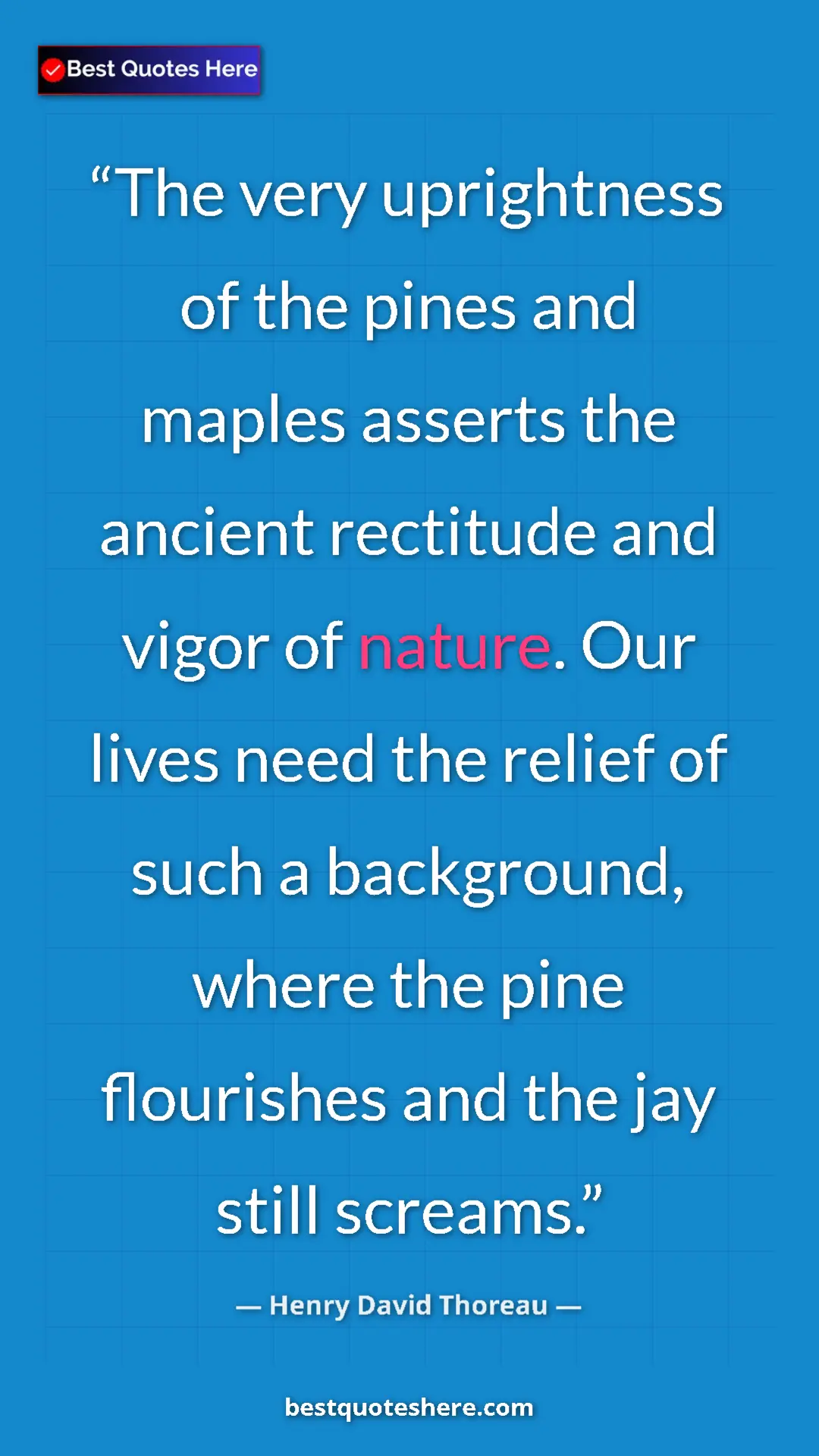 Henry David Thoreau Quote Card: "The very uprightness of the pines and maples asserts the..." Pinterest quote poster by Henry David Thoreau: "The very uprightness of the pines and maples asserts the..."