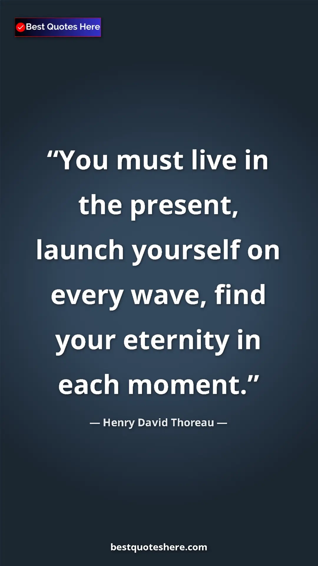 Pinterest quote poster by Henry David Thoreau: "You must live in the present, launch yourself on every..."