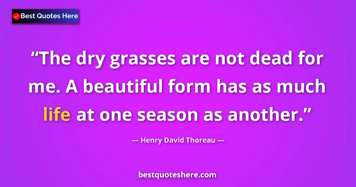 Quote by Henry David Thoreau: The dry grasses are not dead for me. A beautiful f