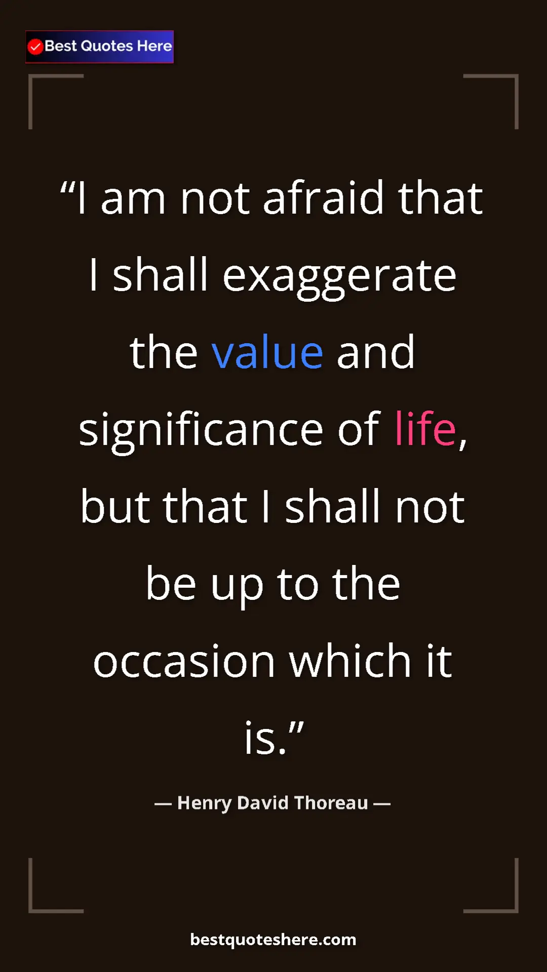 Pinterest quote poster by Henry David Thoreau: "I am not afraid that I shall exaggerate the value and..."