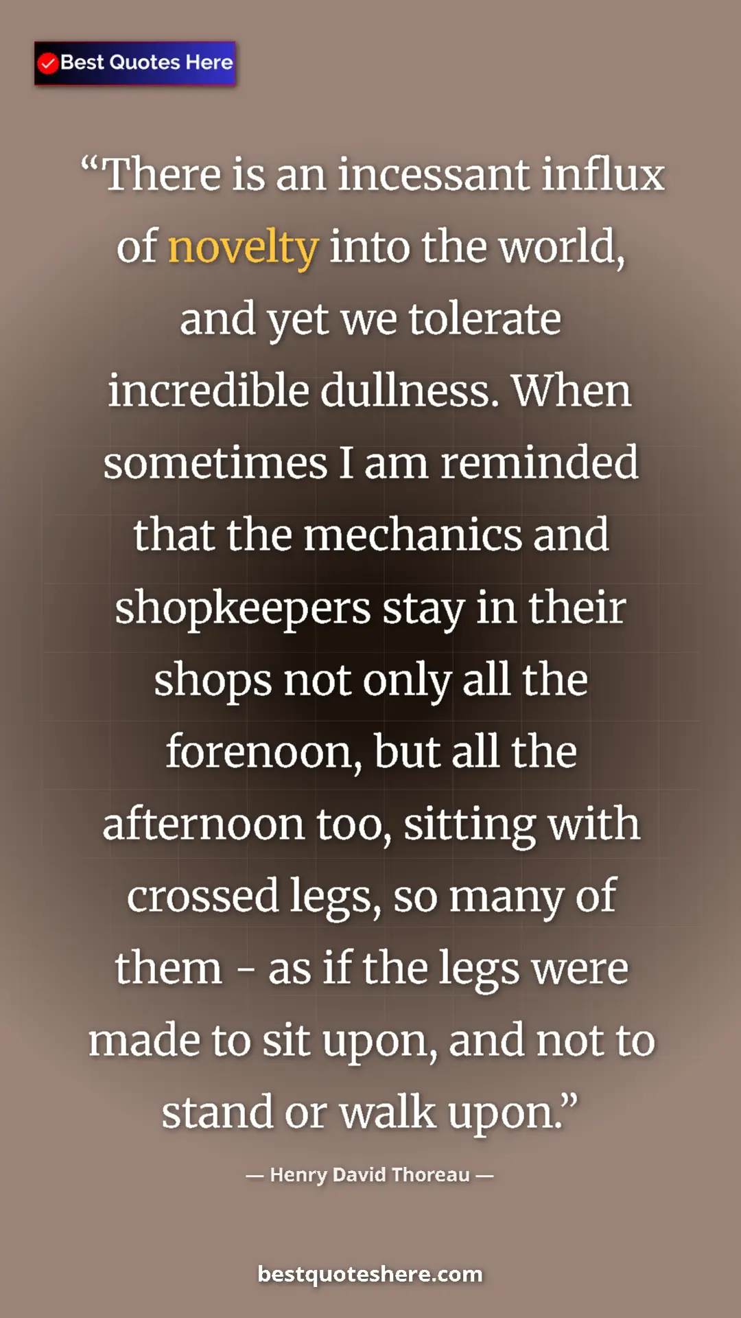 Pinterest quote poster by Henry David Thoreau: "There is an incessant influx of novelty into the world, and..."