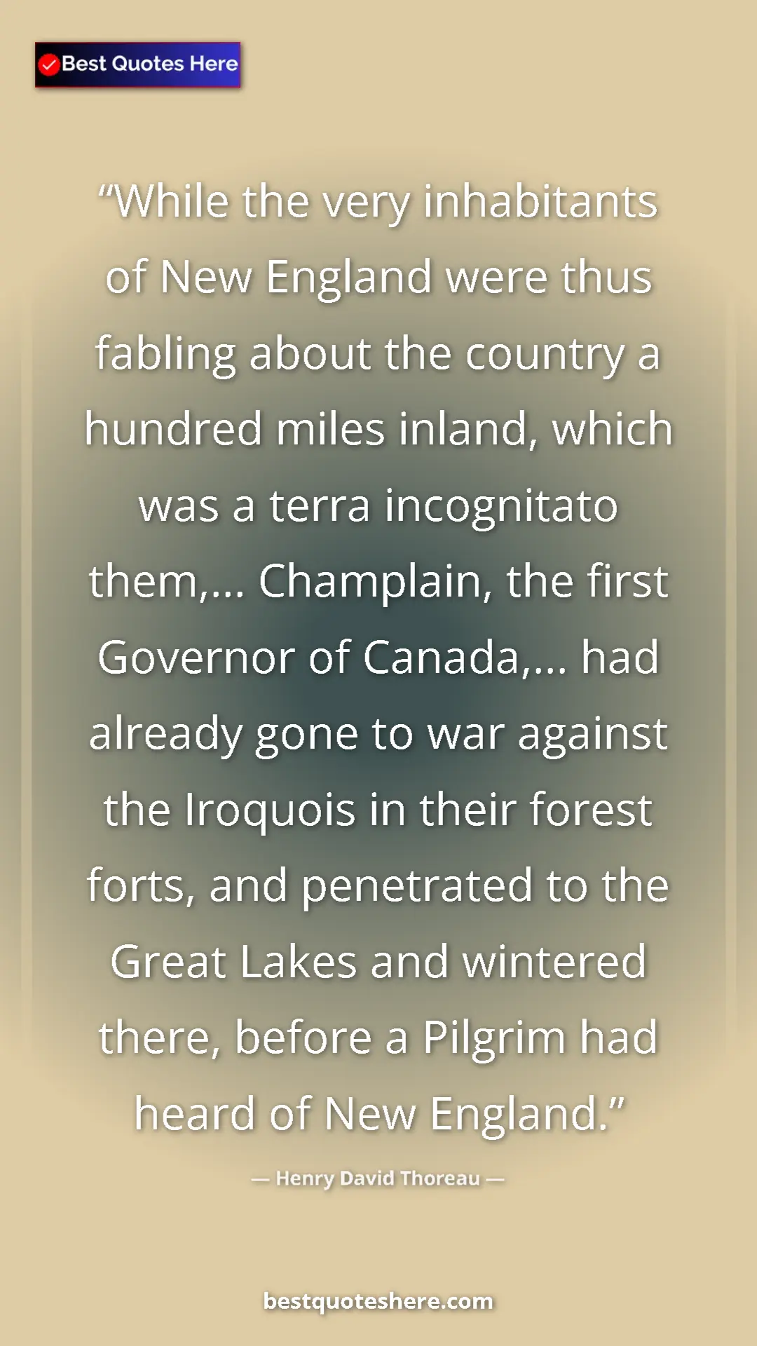 Henry David Thoreau Quote Card: "While the very inhabitants of New England were thus fabling..." Pinterest quote poster by Henry David Thoreau: "While the very inhabitants of New England were thus fabling..."
