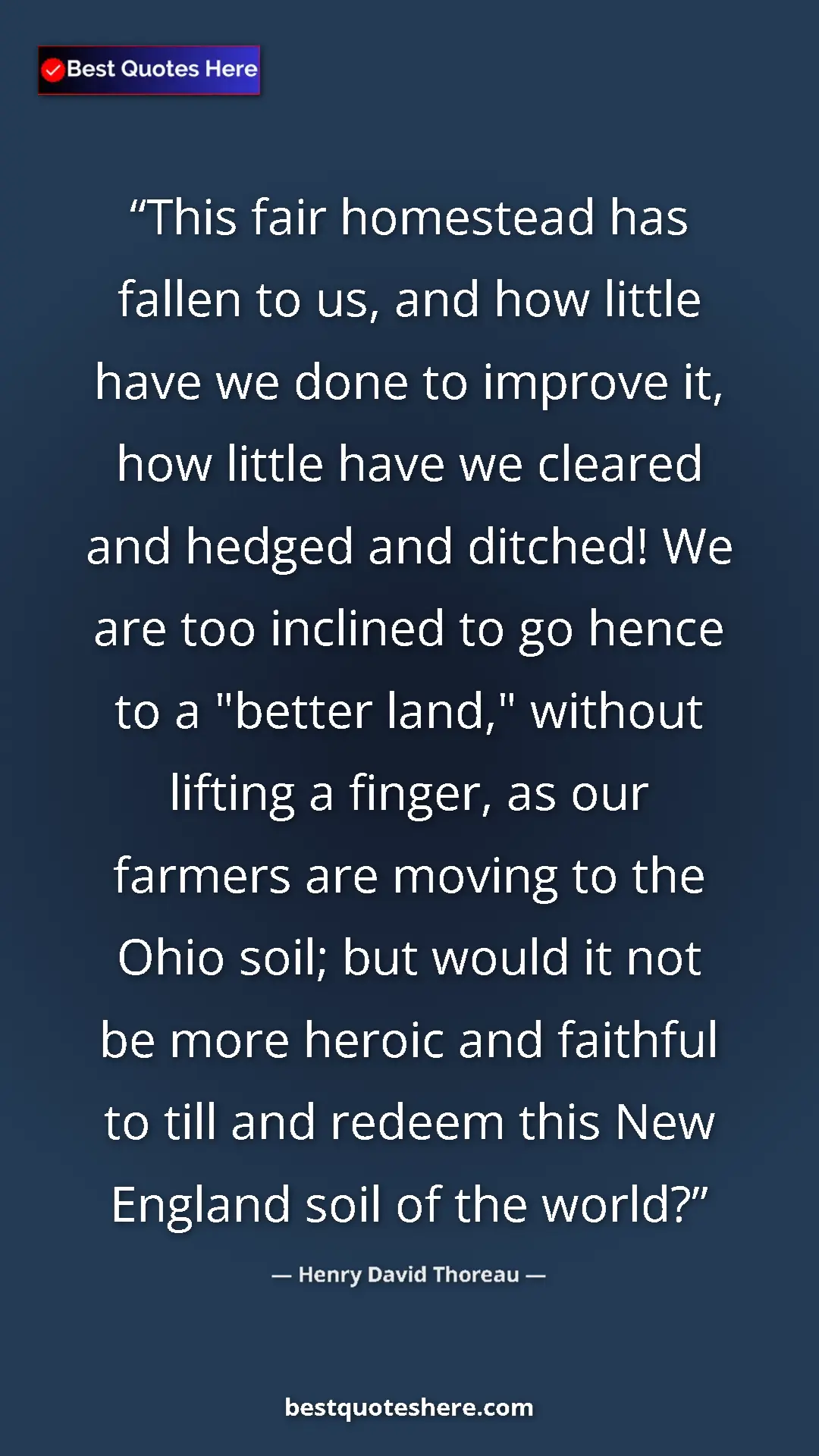 Henry David Thoreau Quote Card: "This fair homestead has fallen to us, and how little have..." Pinterest quote poster by Henry David Thoreau: "This fair homestead has fallen to us, and how little have..."