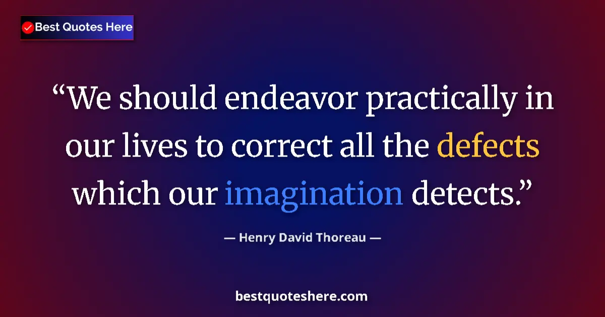 Quote by Henry David Thoreau: We should endeavor practically in our lives to correct all the defects which our imagination detects...