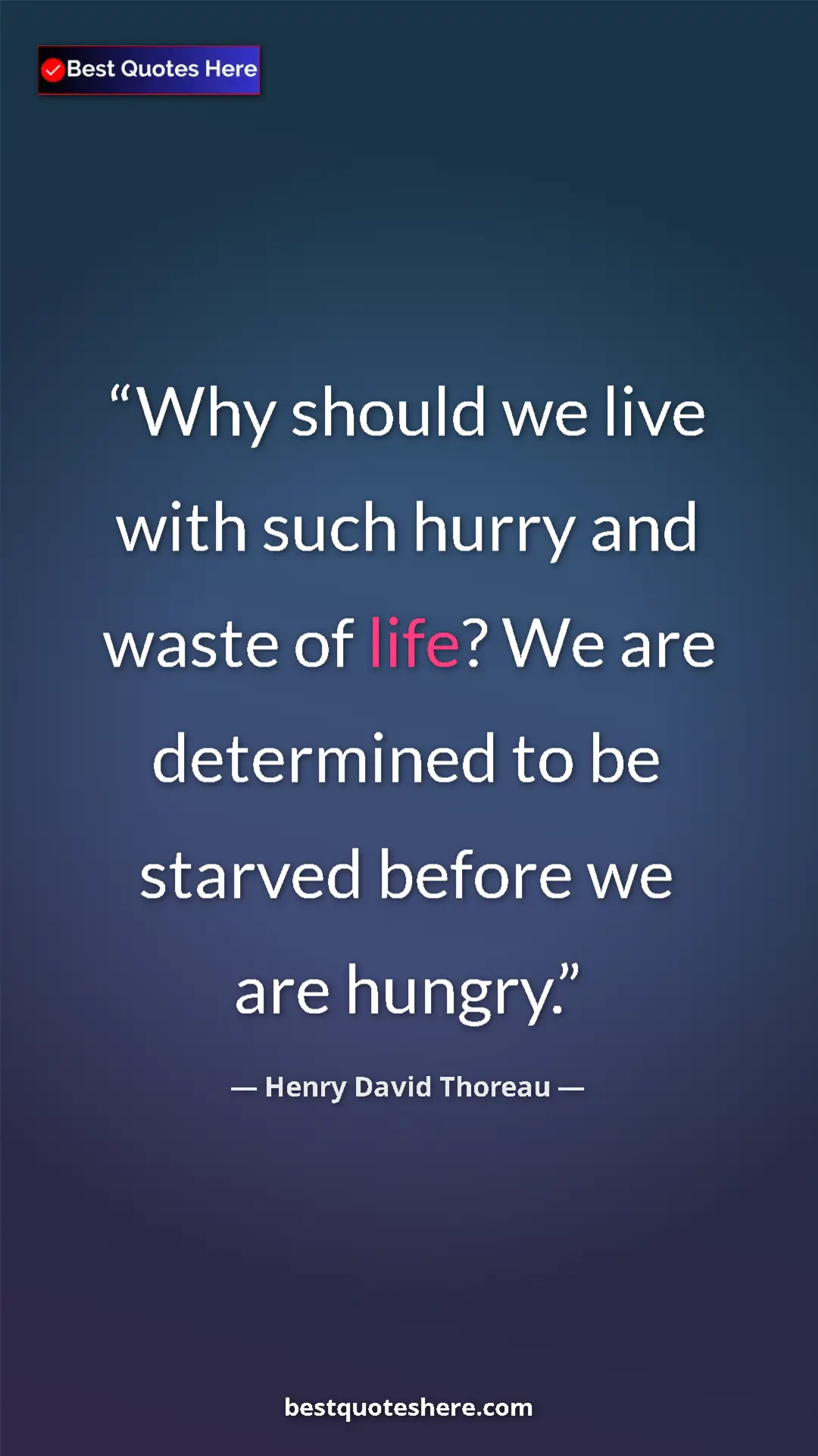 Henry David Thoreau Quote Card: "Why should we live with such hurry and waste of life? We..." Pinterest quote poster by Henry David Thoreau: "Why should we live with such hurry and waste of life? We..."