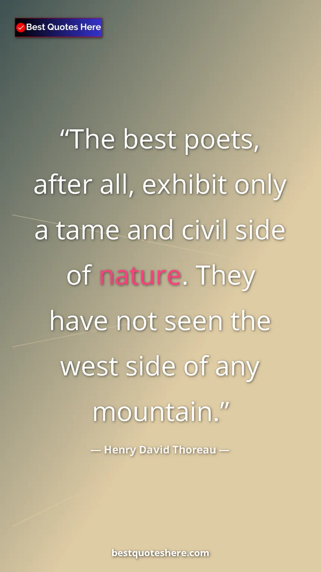 Pinterest quote poster by Henry David Thoreau: "The best poets, after all, exhibit only a tame and civil sid"