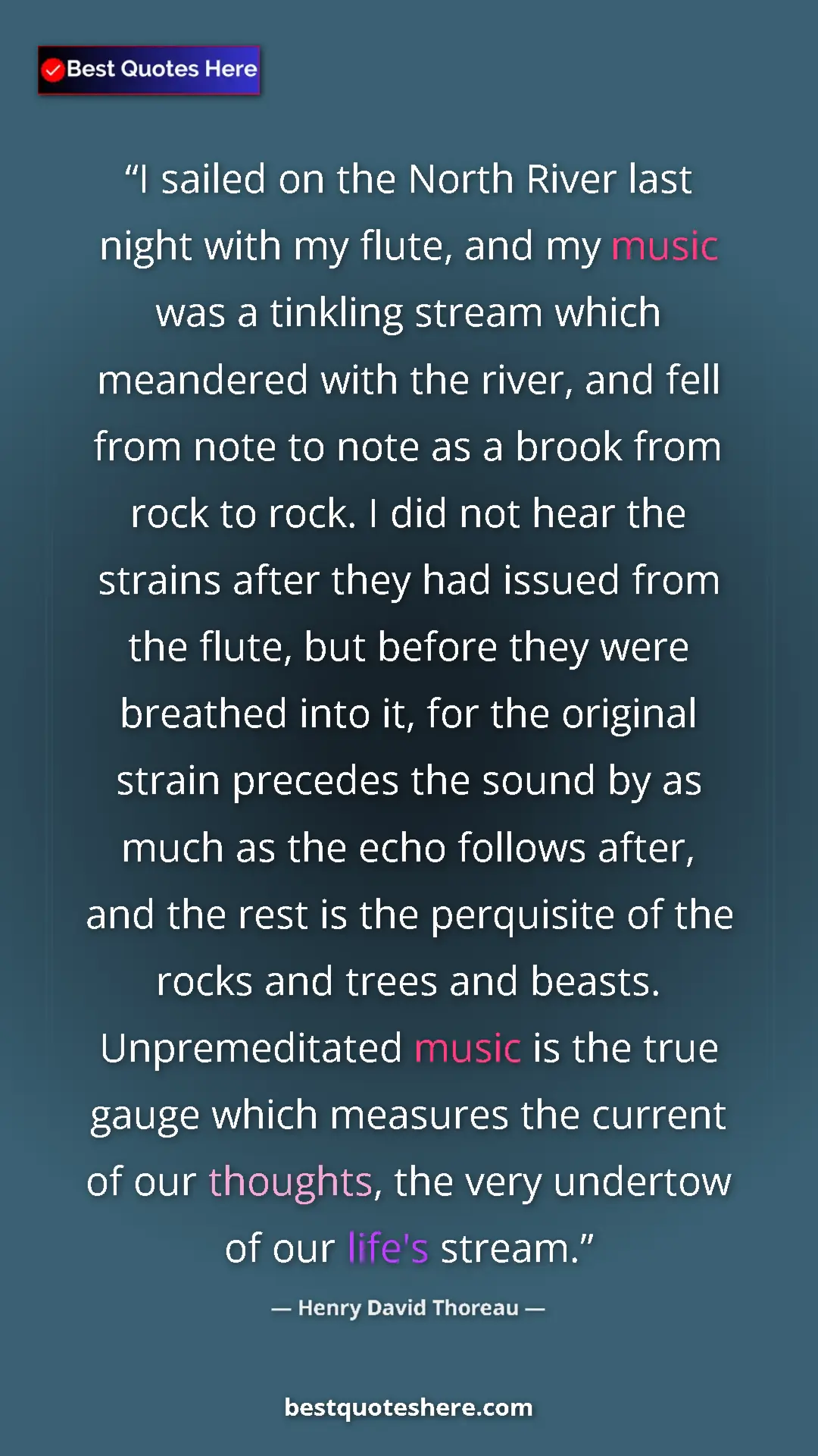 Henry David Thoreau Quote Card: "I sailed on the North River last night with my flute, and..." Pinterest quote poster by Henry David Thoreau: "I sailed on the North River last night with my flute, and..."