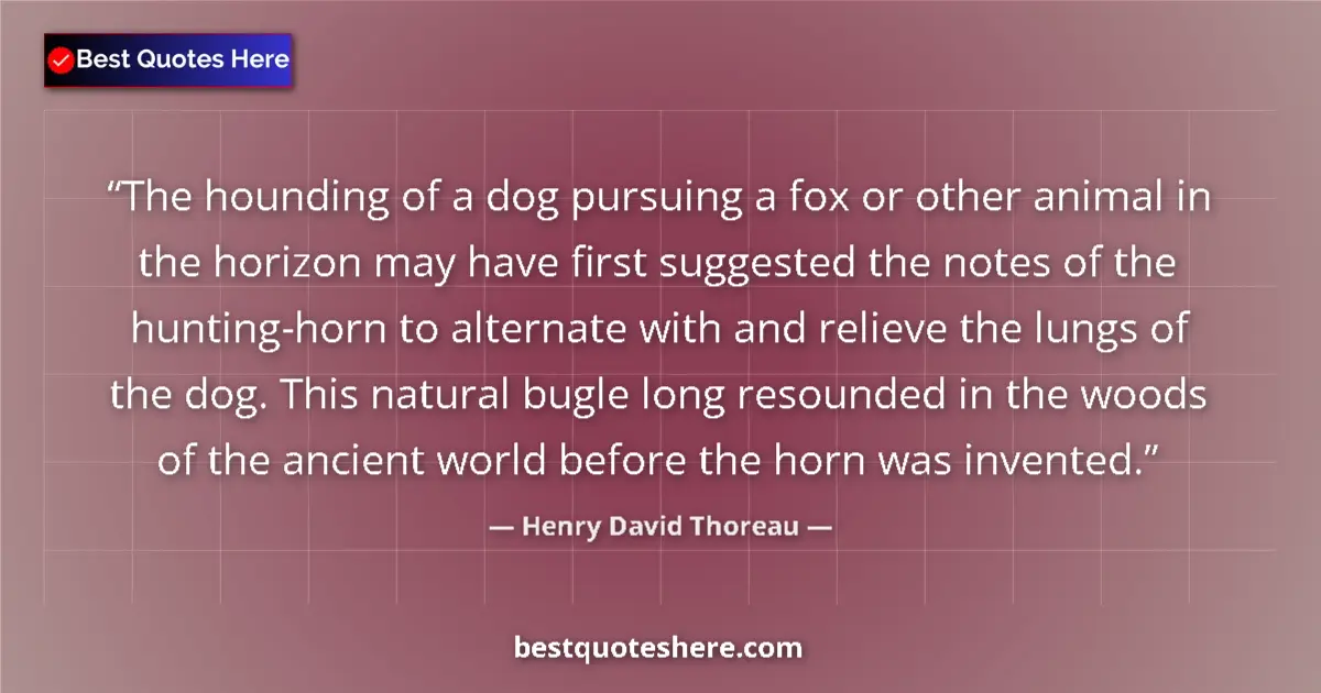 Image for the quote by Henry David Thoreau: The hounding of a dog pursuing a fox or other animal in the horizon may have first suggested the not...