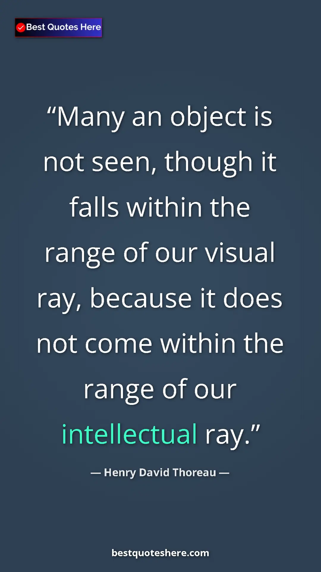 Henry David Thoreau Quote Card: "Many an object is not seen, though it falls within the..." Pinterest quote poster by Henry David Thoreau: "Many an object is not seen, though it falls within the..."