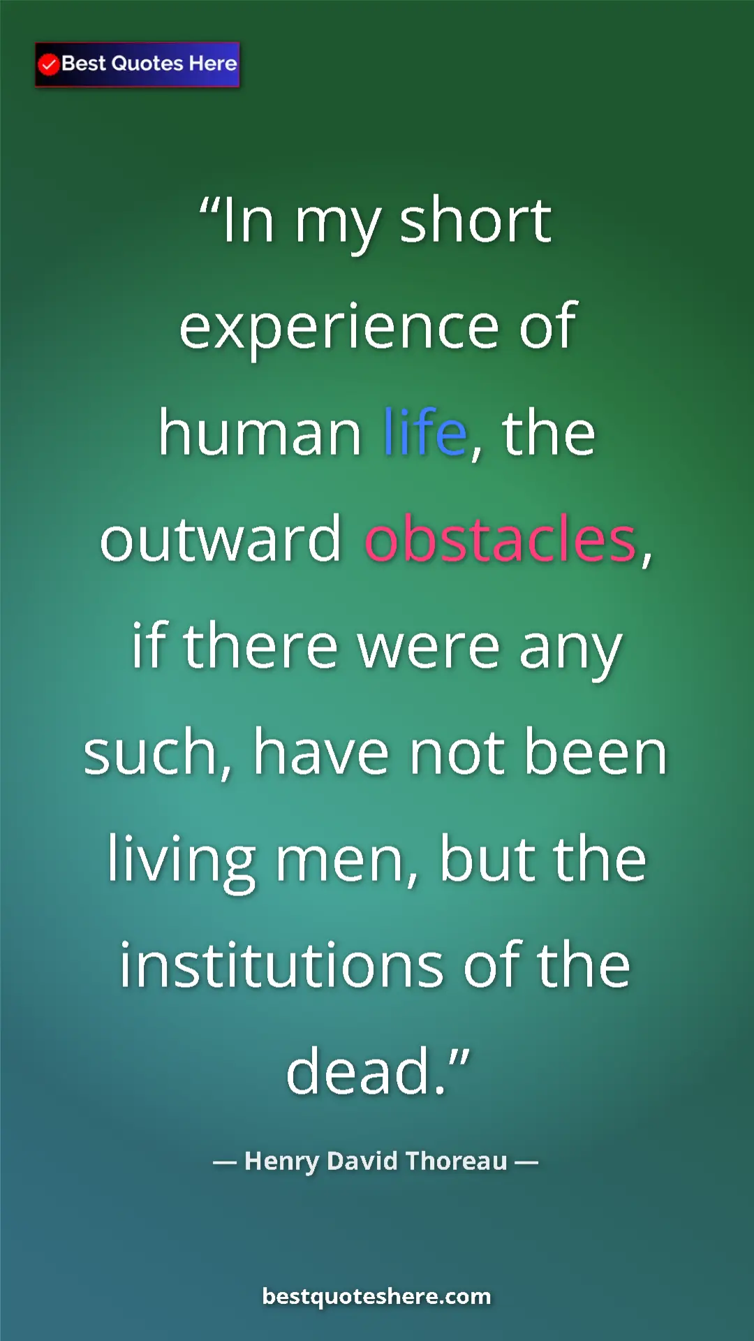 Pinterest quote poster by Henry David Thoreau: "In my short experience of human life, the outward..."