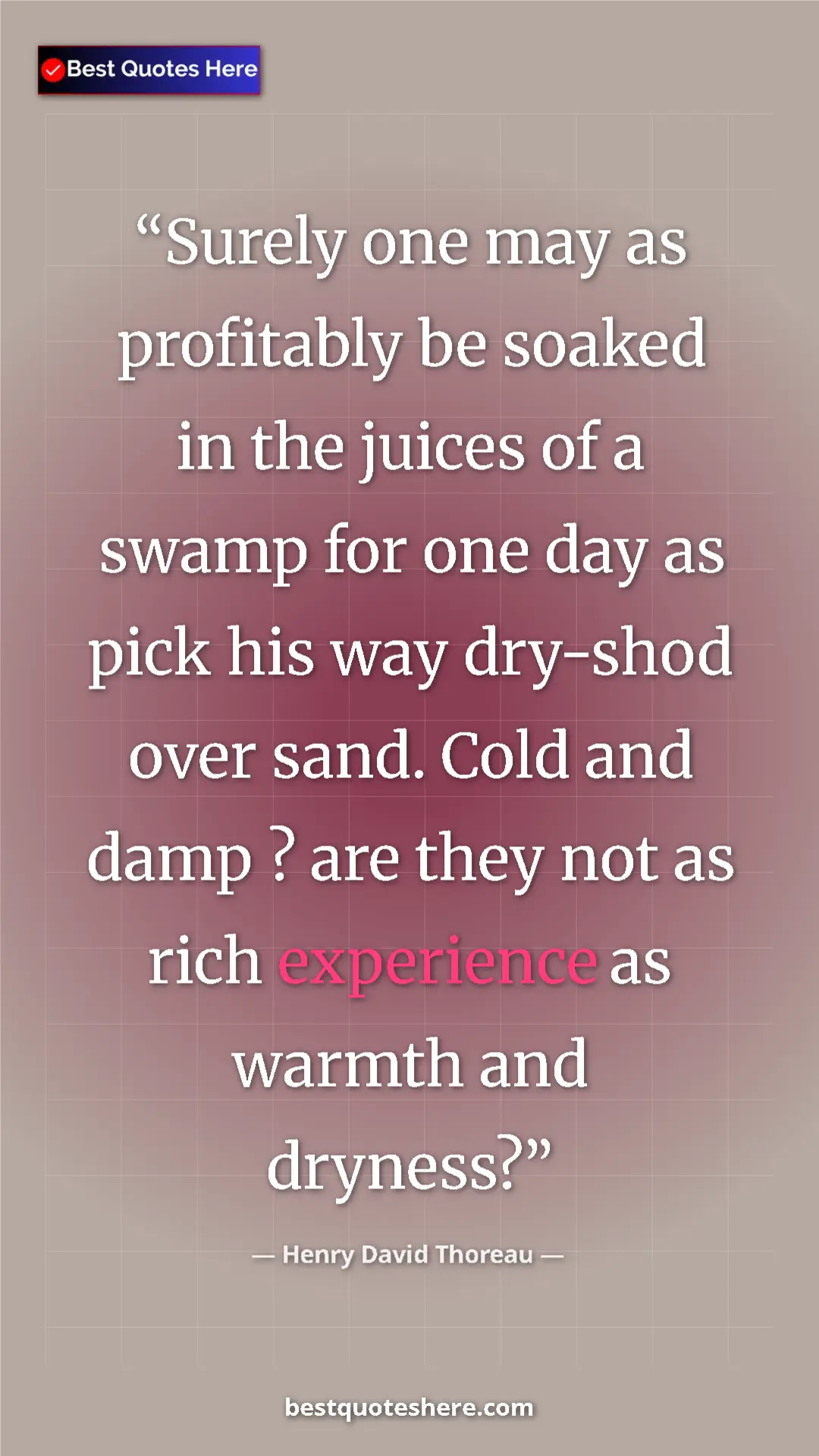Pinterest quote poster by Henry David Thoreau: "Surely one may as profitably be soaked in the juices of a..."