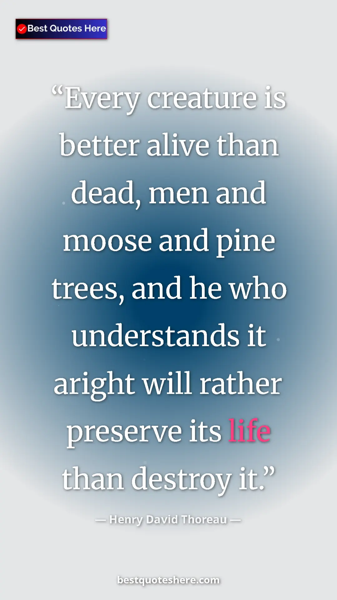 Henry David Thoreau Quote Card: "Every creature is better alive than dead, men and moose and..." Pinterest quote poster by Henry David Thoreau: "Every creature is better alive than dead, men and moose and..."